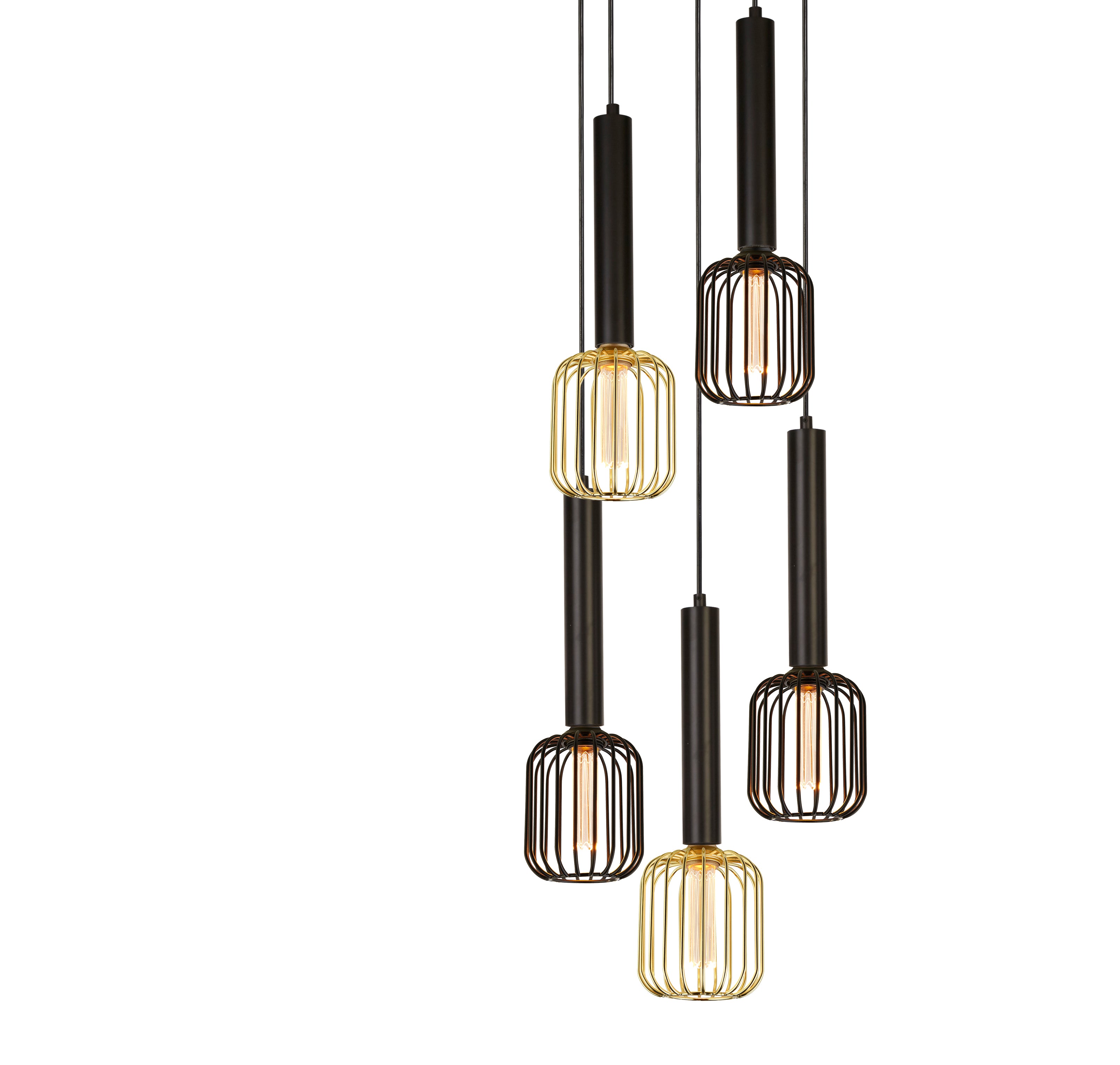 Searchlight Dulwich 5 Light Multi Drop Black Pendant