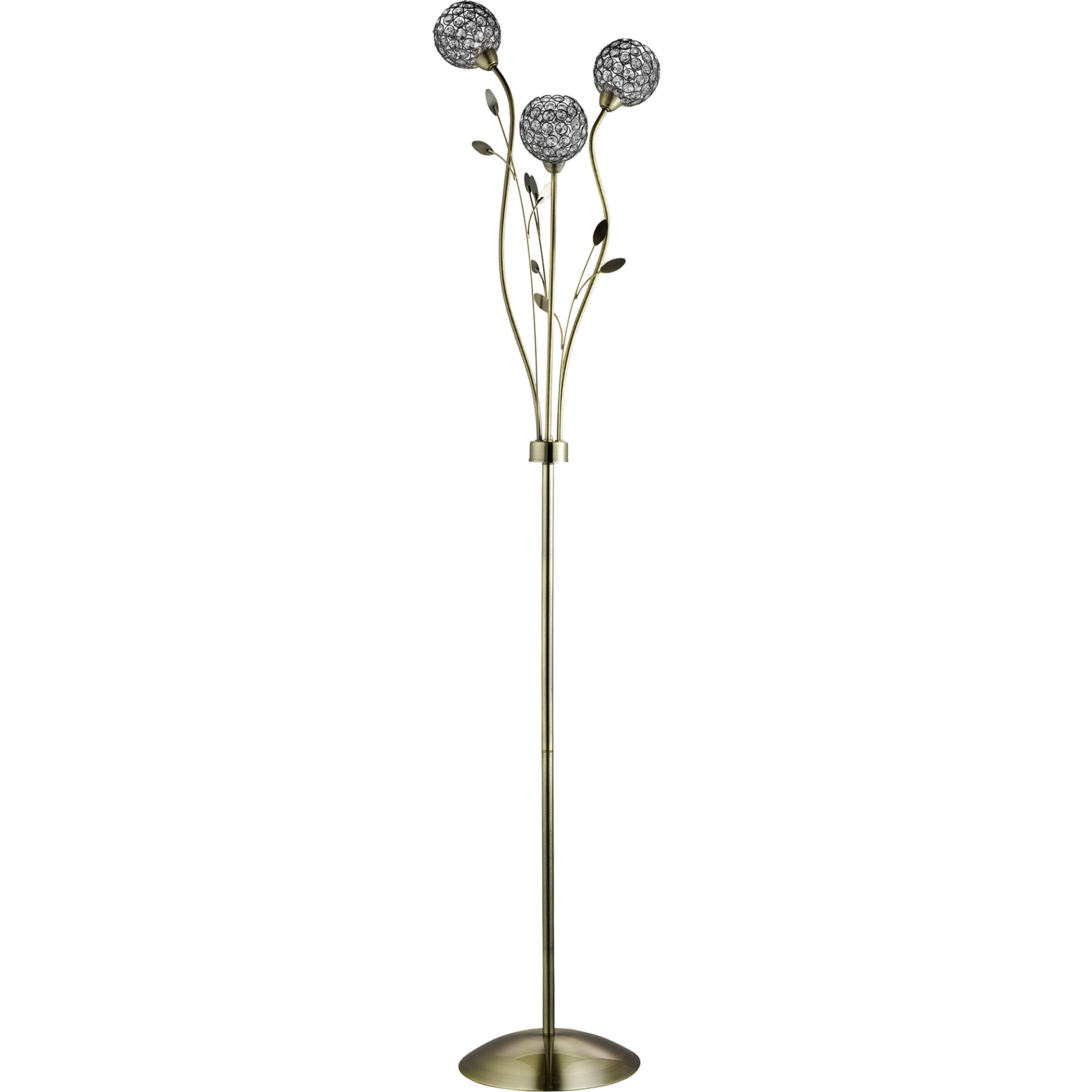Searchlight Bellis II 3 Light Floor Lamp - Brass & Crystal Beads