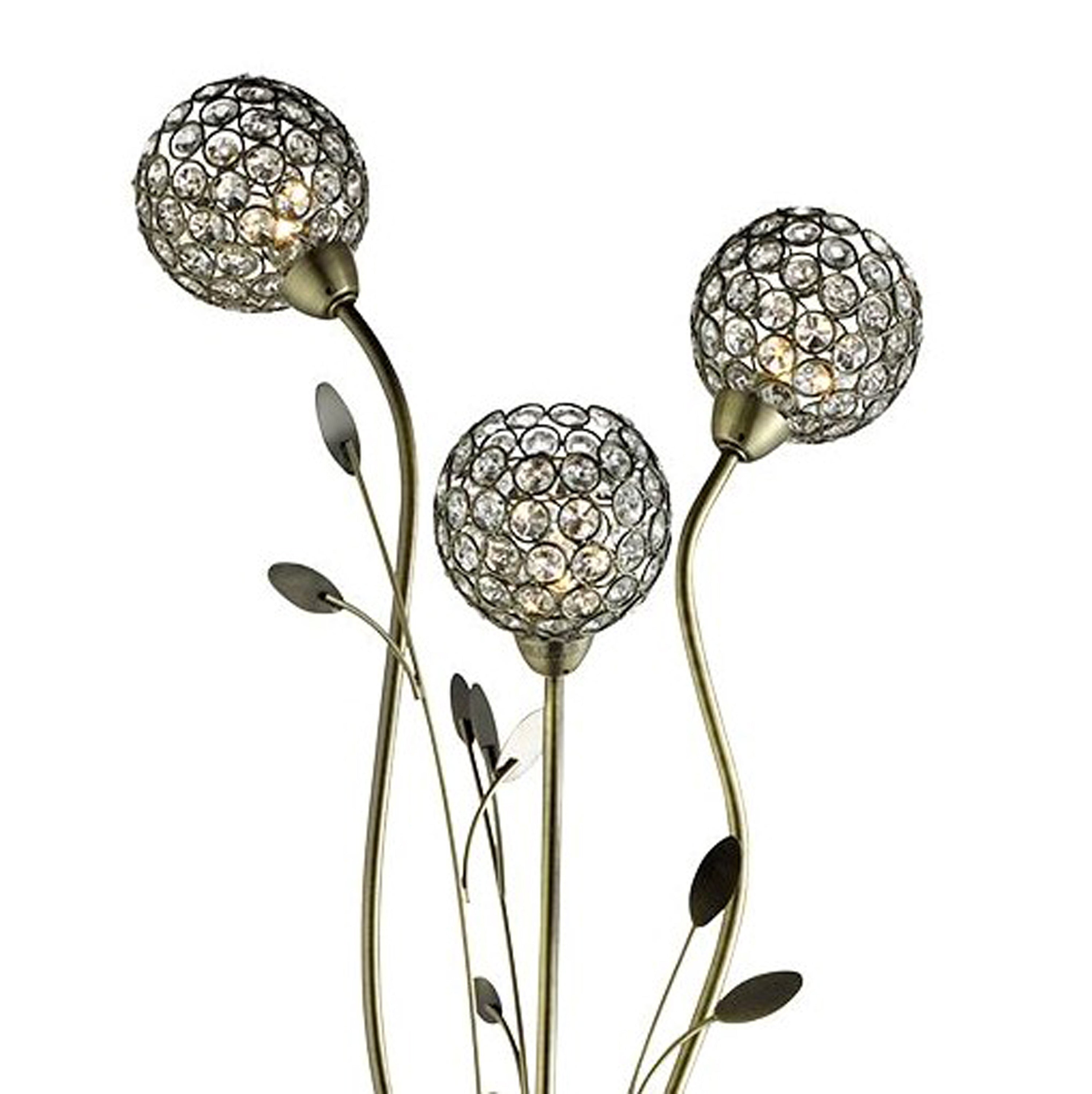 Searchlight Bellis II 3 Light Floor Lamp - Brass & Crystal Beads