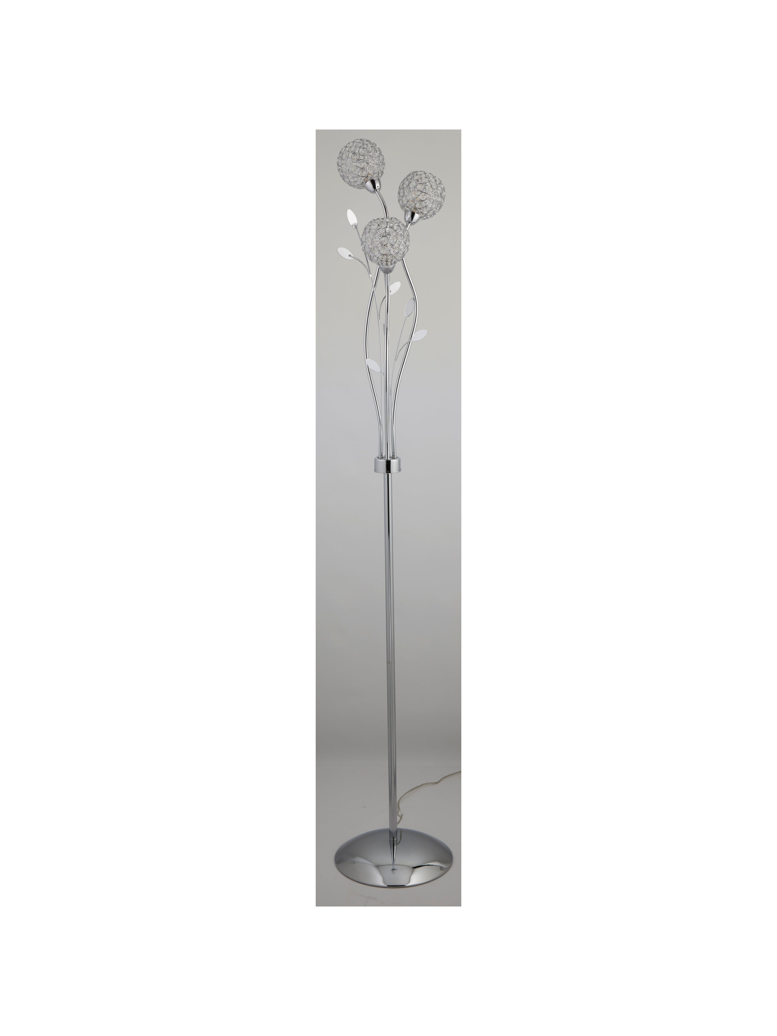 Searchlight Bellis II 3 Light Floor Lamp - Chrome & Clear Glass
