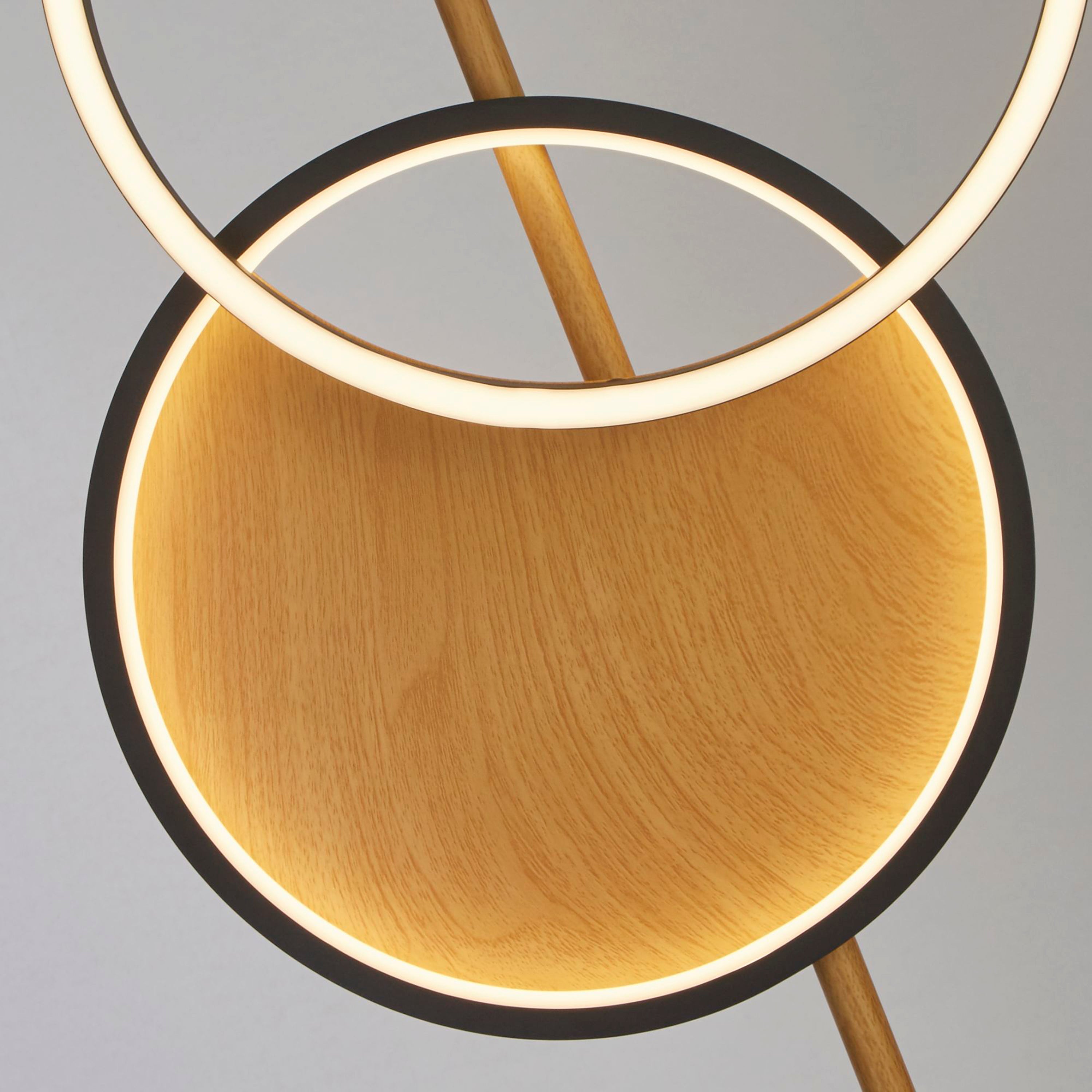 Searchlight Curio Black & Wood Floor Lamp