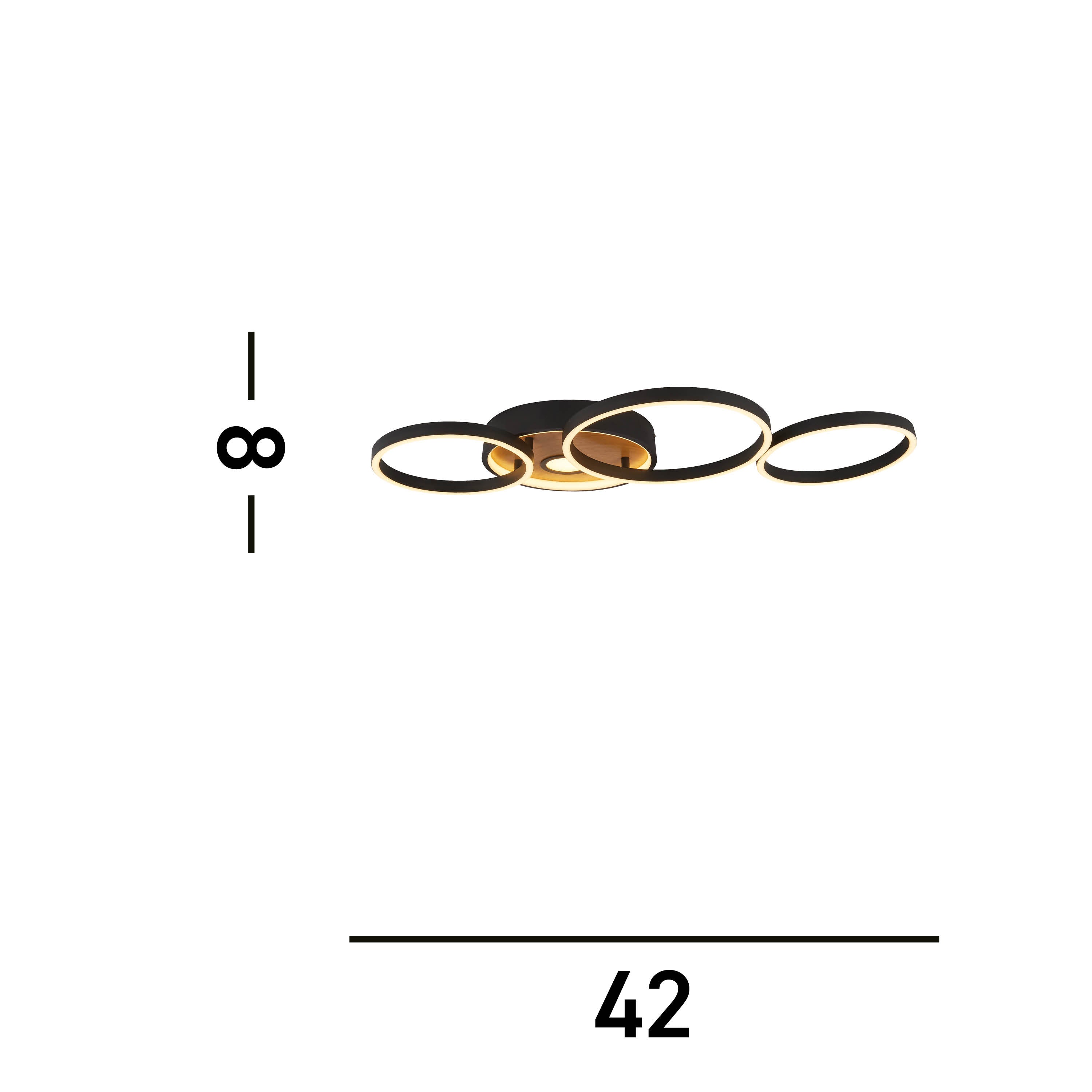 Searchlight Curio Black Metal & Wood LED Ceiling Flush