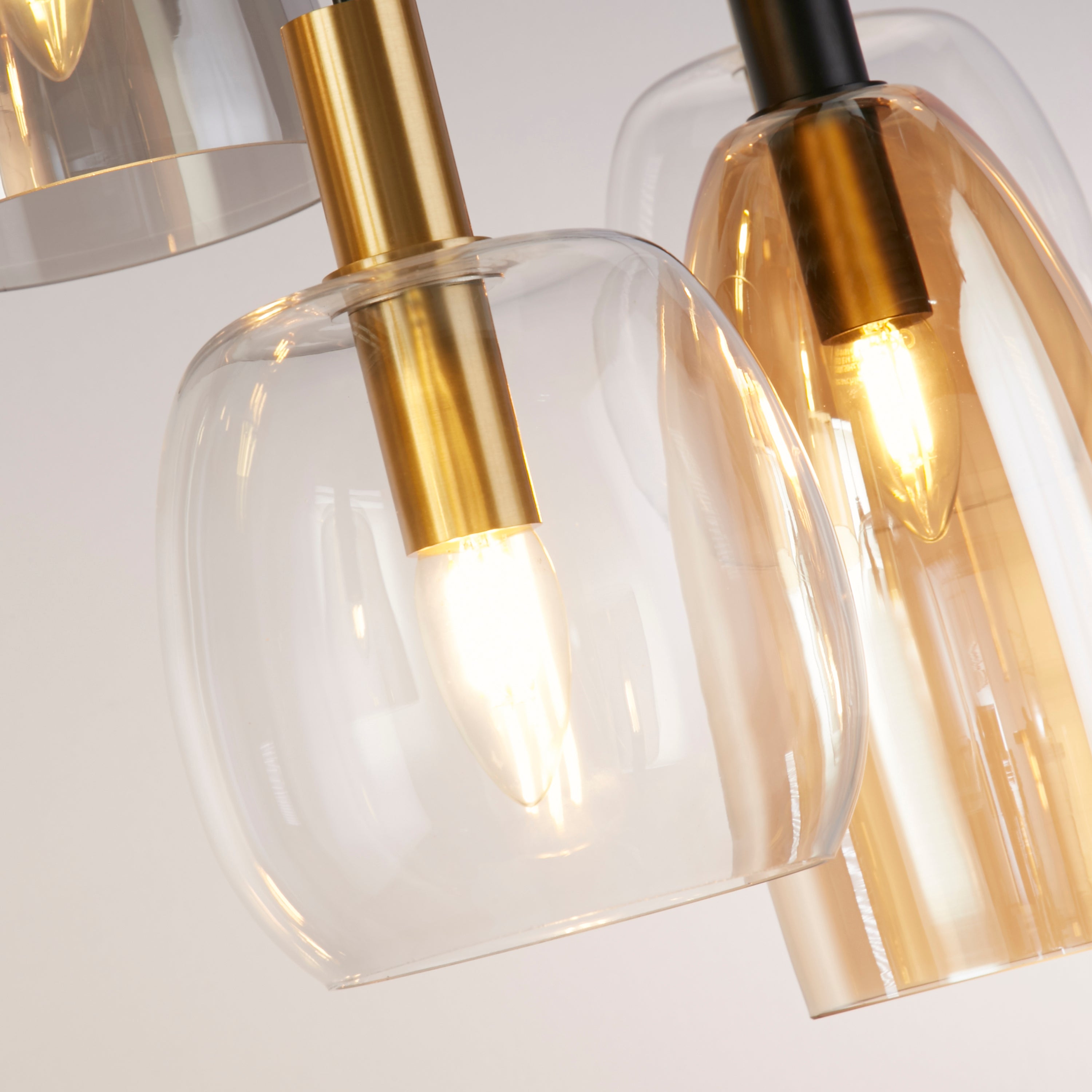 Searchlight Divine 6 Light Multi-Drop Black Pendant - Coloured Glass Shades