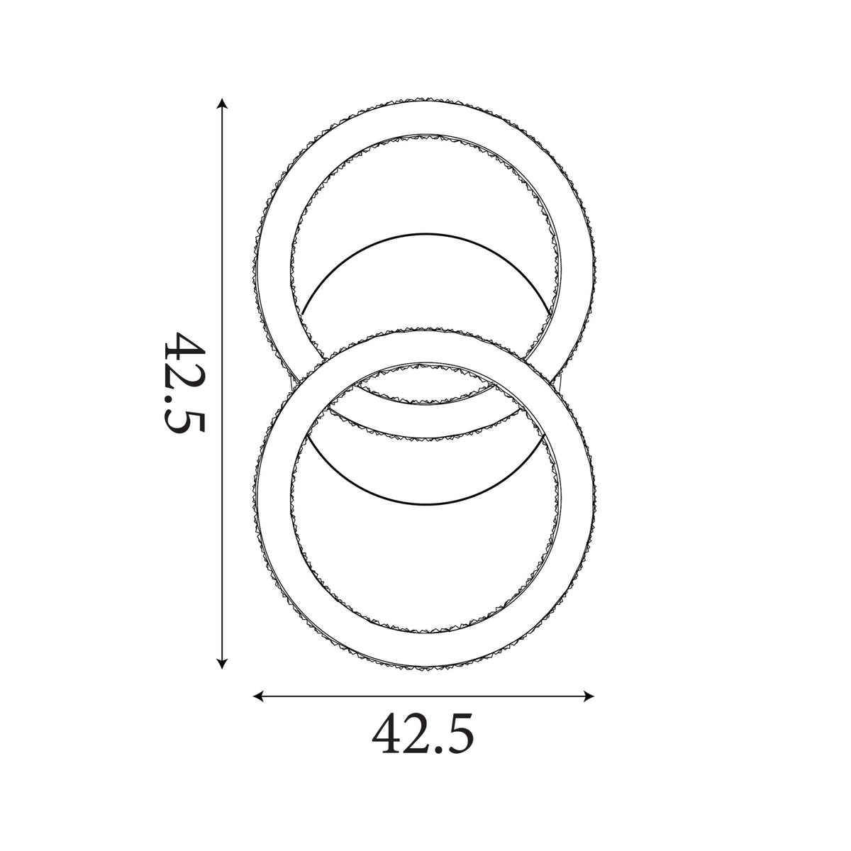 Dimension diagram of the Specs, Champagne, Flush Ceiling Light - Integrated LED with height and width in cm.