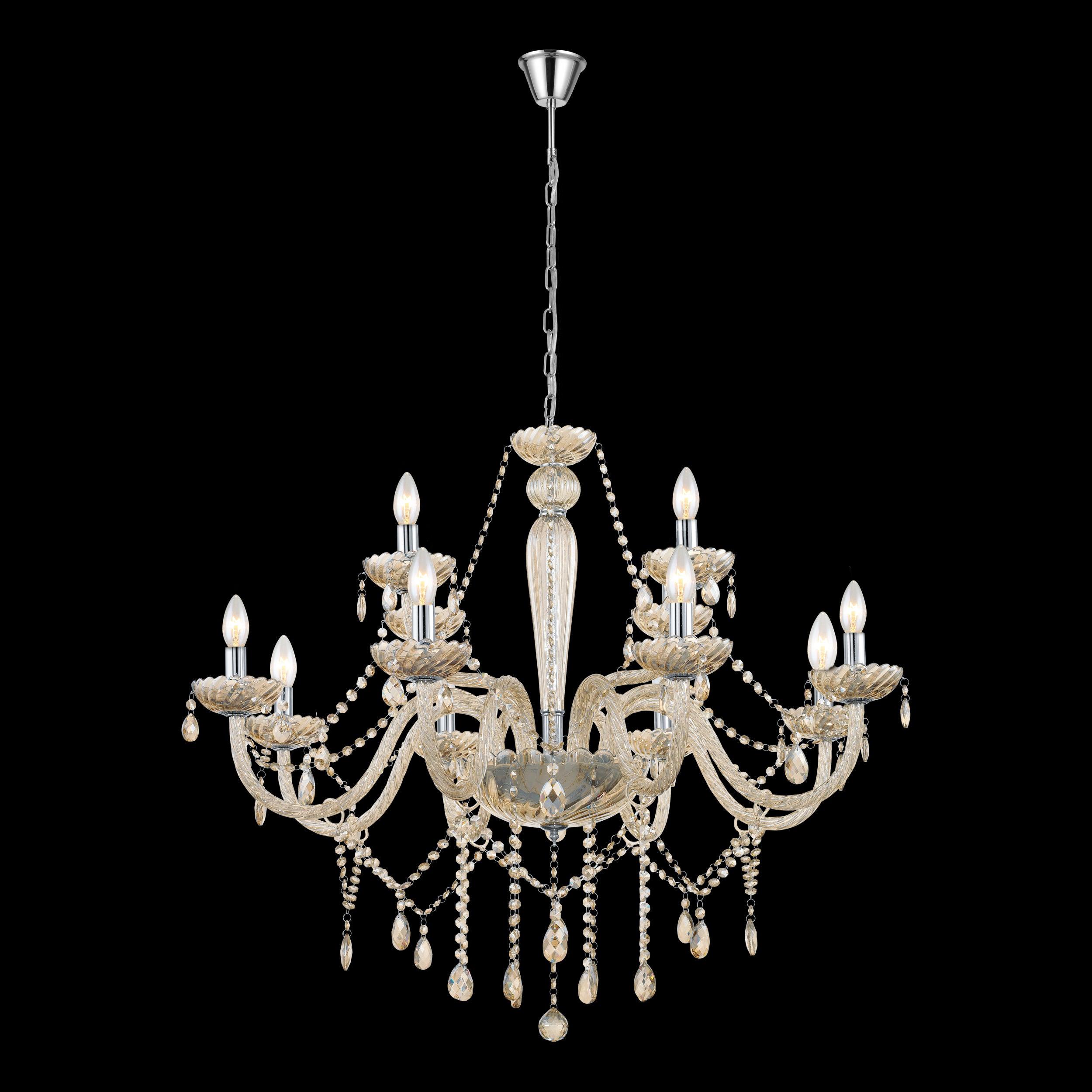 eglo basilano 12 light chrome cognac glass chandelier living room image