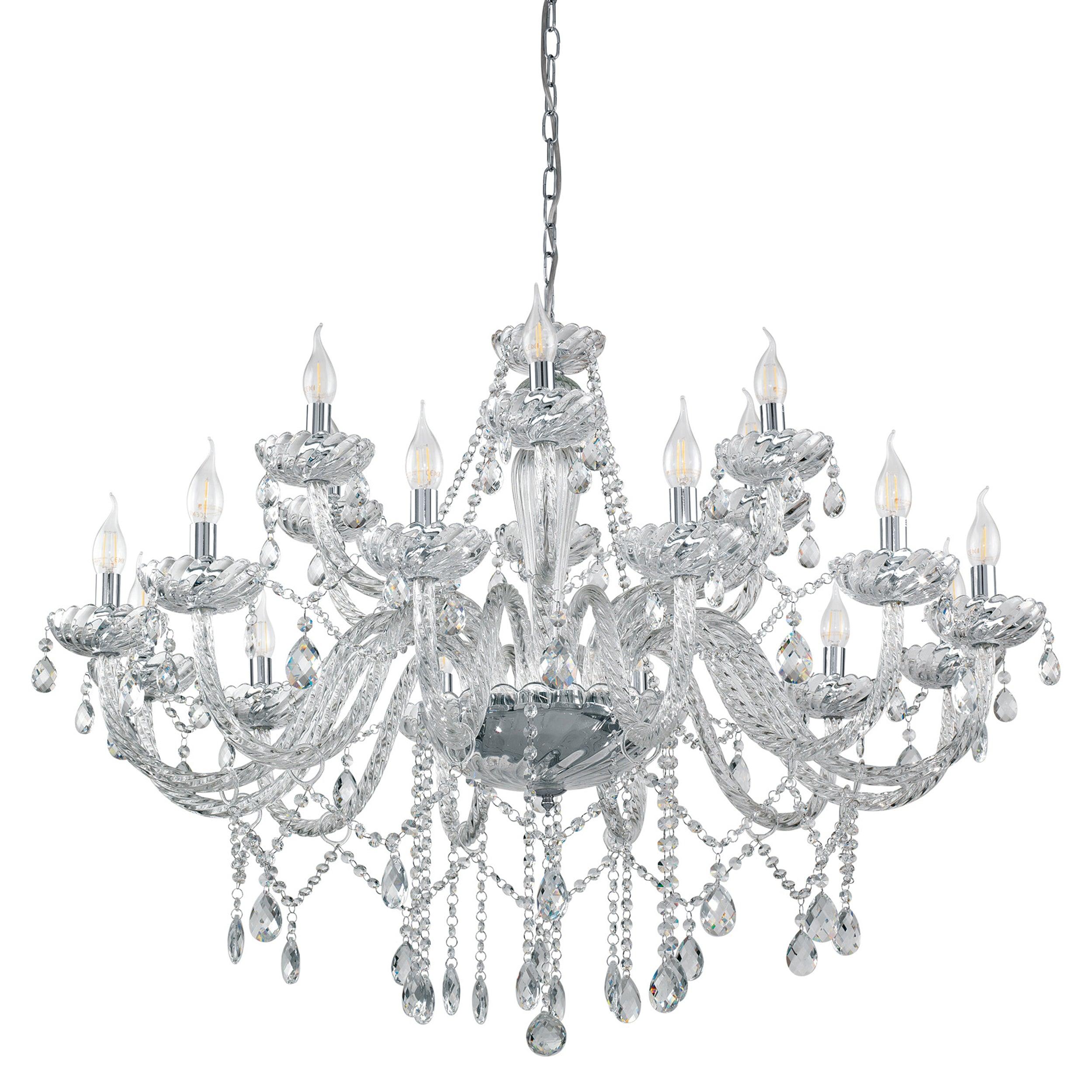 eglo basilano 1 18 light chrome clear glass chandelier kitchen lighting 