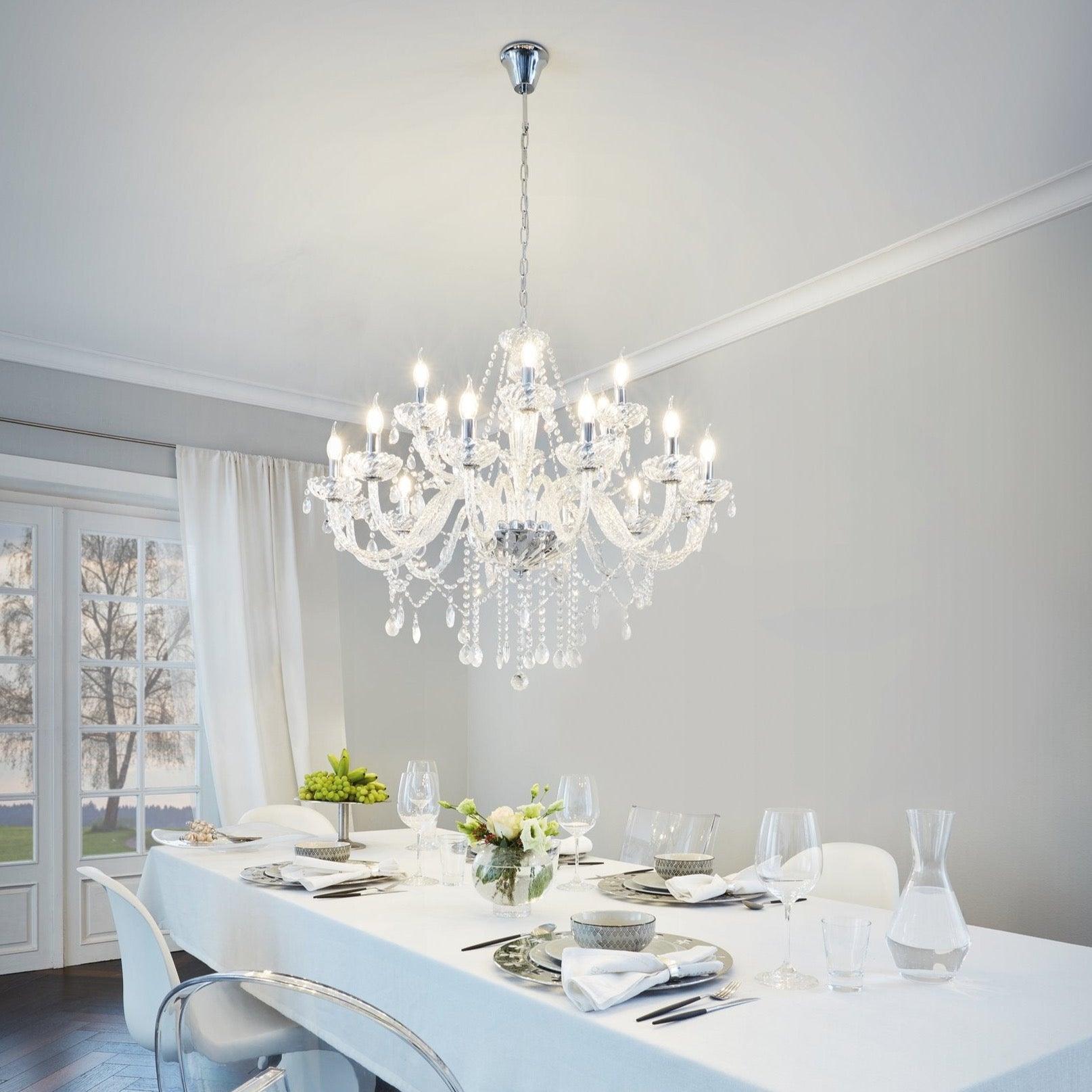 eglo basilano 1 18 light chrome clear glass chandelier