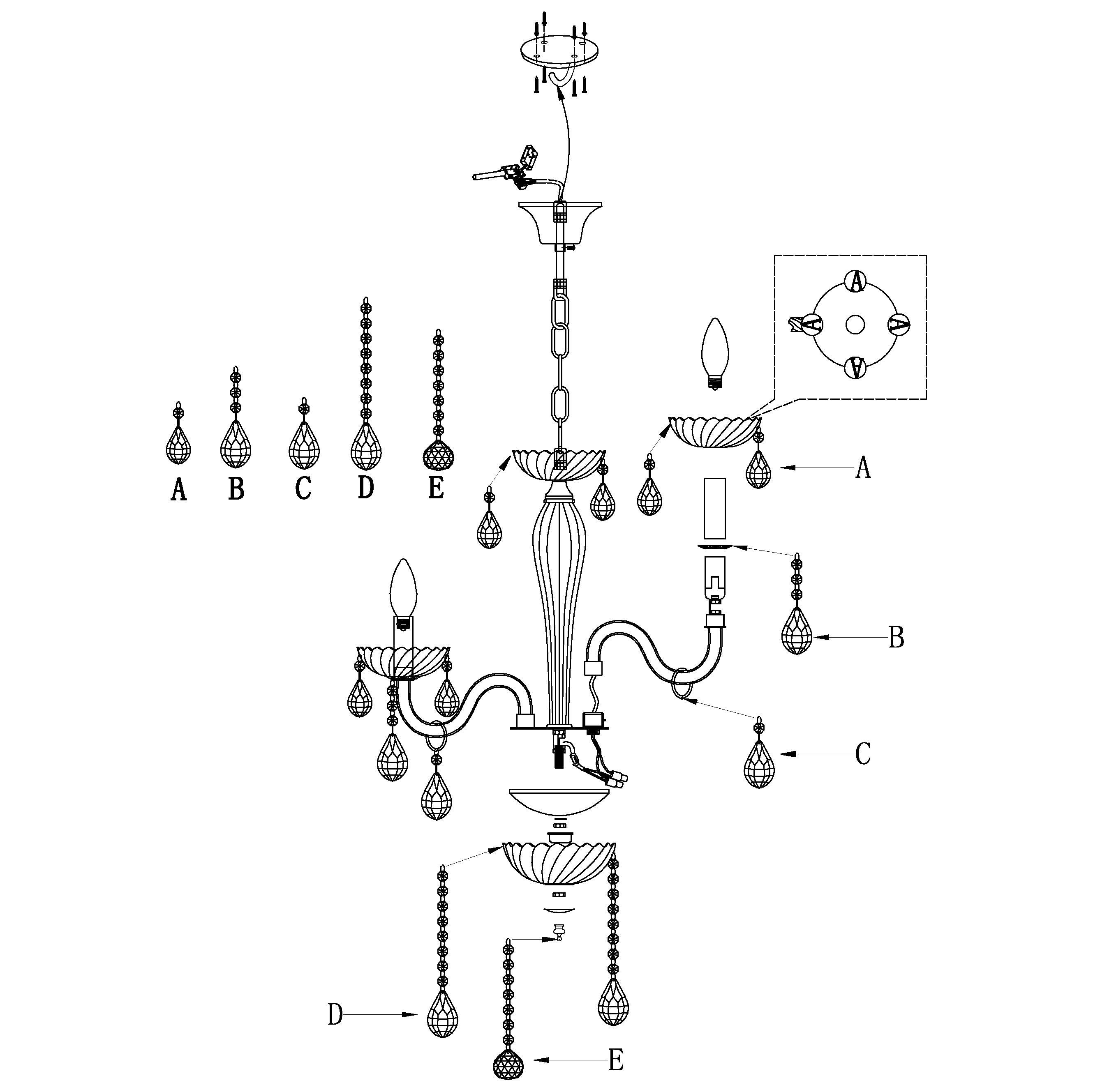 eglo carpento 8 light chrome white glass chandelier Kitchen Lighting Close Up