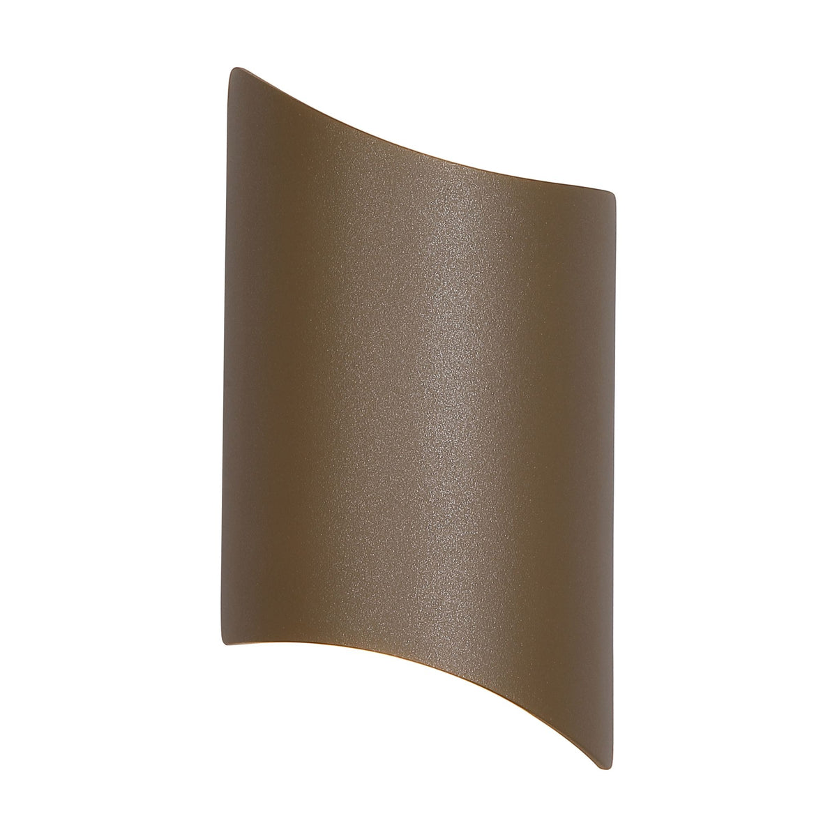 Shard gold outdoor wall light lit, curved textured plate washing light up and down the wall