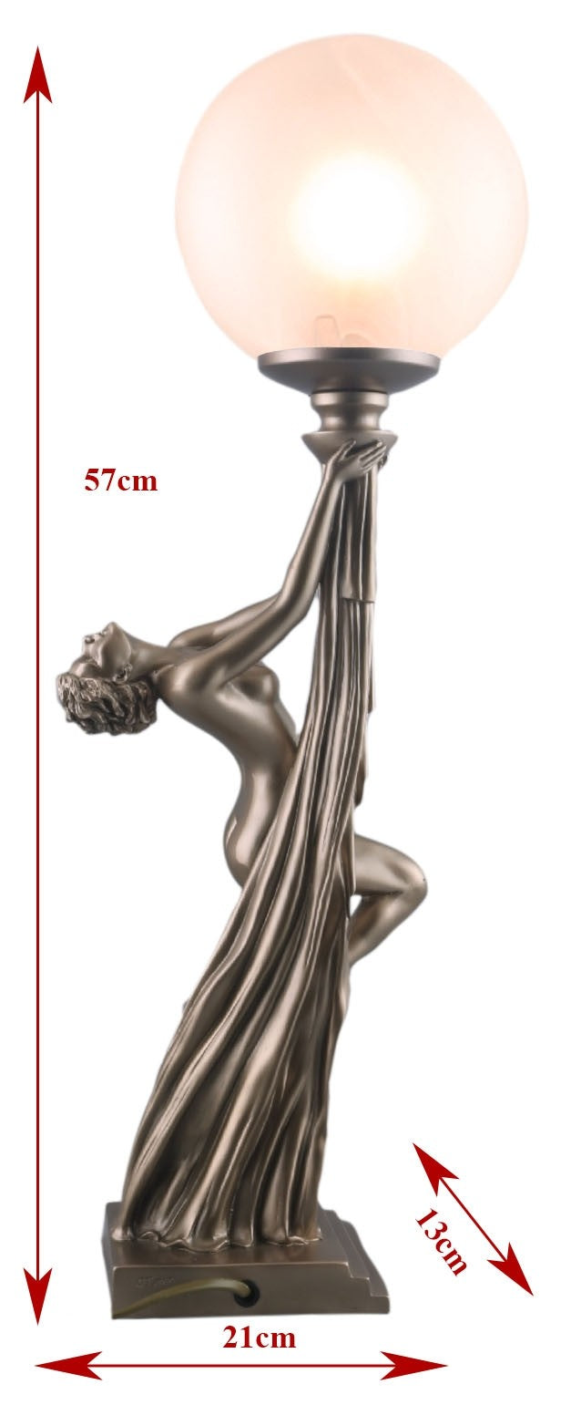 Naomie Biba Bronze Art Deco Figurine  Lamp