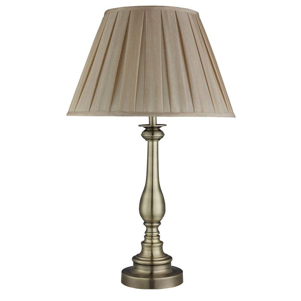 Searchlight Flemish Brass Table Lamp - Mink Pleated Shade-warehouse-180926