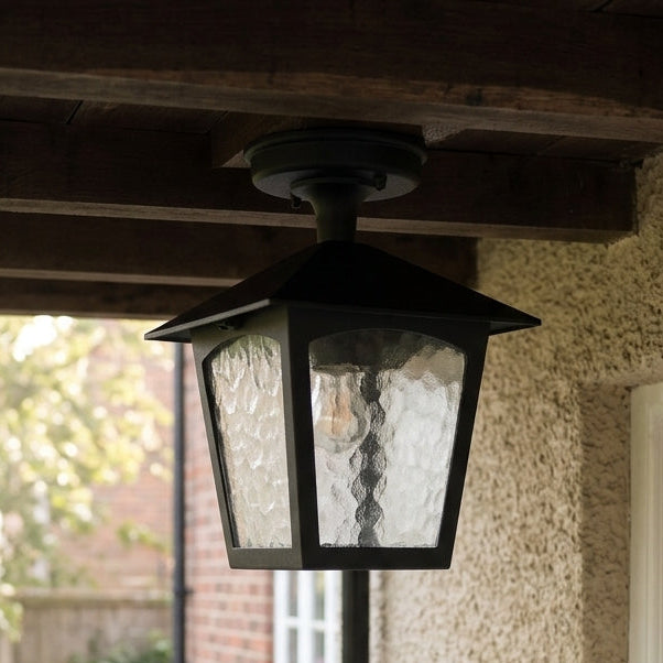 Elstead York Black Outdoor Porch Ceiling  Lantern