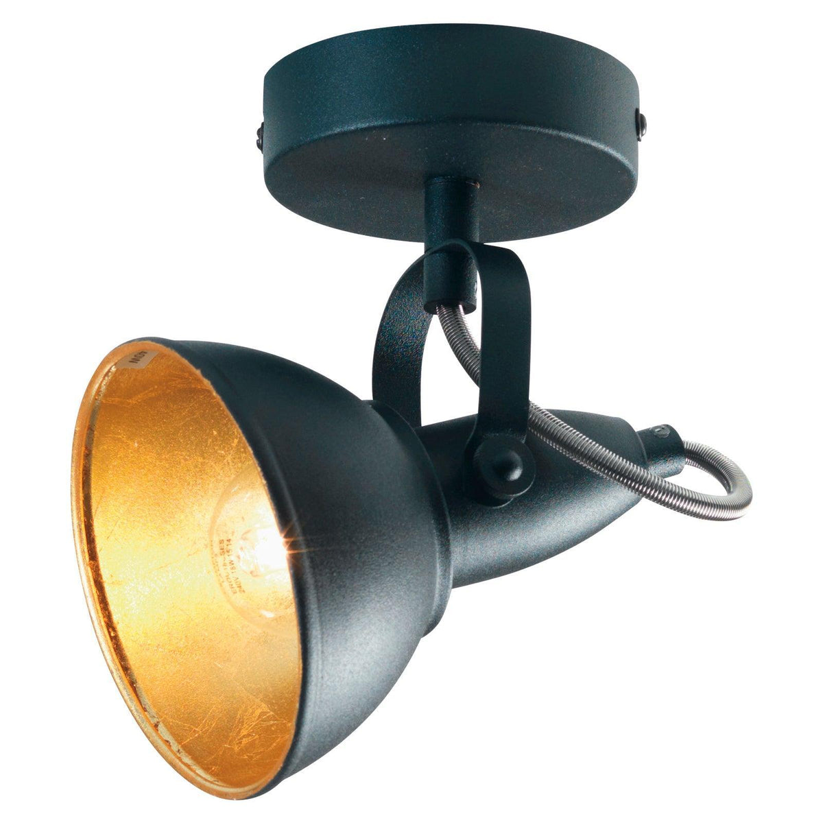 Jurva Urban Black With Gold Inner Single Spot Light - Adjustable-warehouse-180926