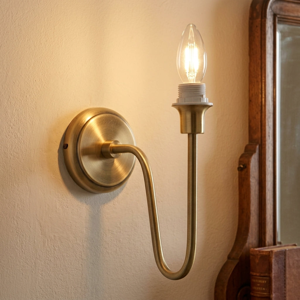 Rouen Brass Wall Light Fitting (Without Shade)