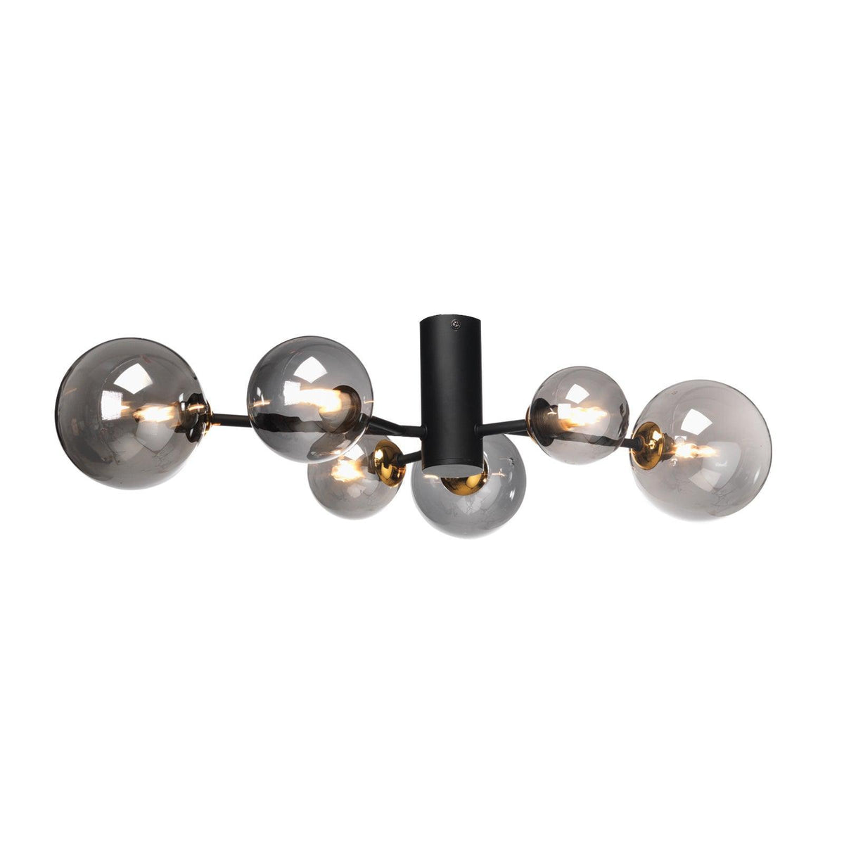 Tere 6 Light Gold, Black & Smoked Glass Semi Flush-warehouse-180926