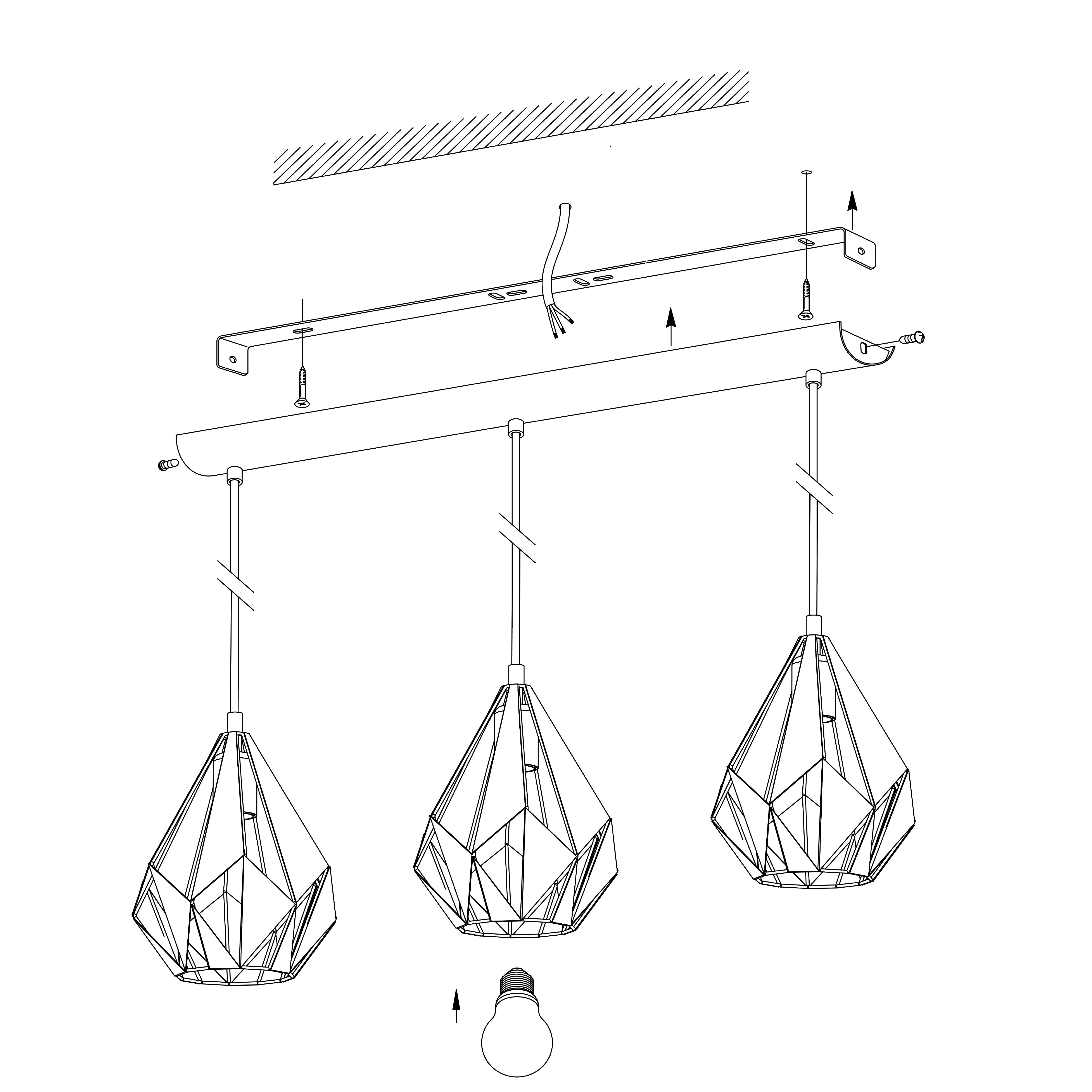 eglo carlton 1 3 light white diamond shaped metal pendant kitchen lighting 