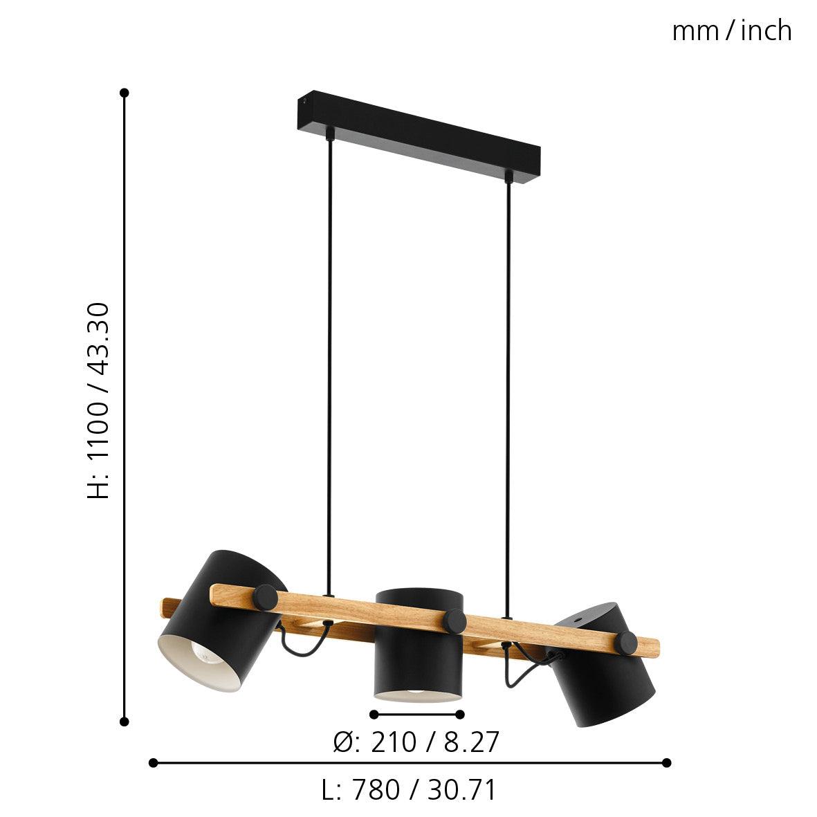 eglo hornwood wooden bar ceiling pendant with black shades hallway lighting 
