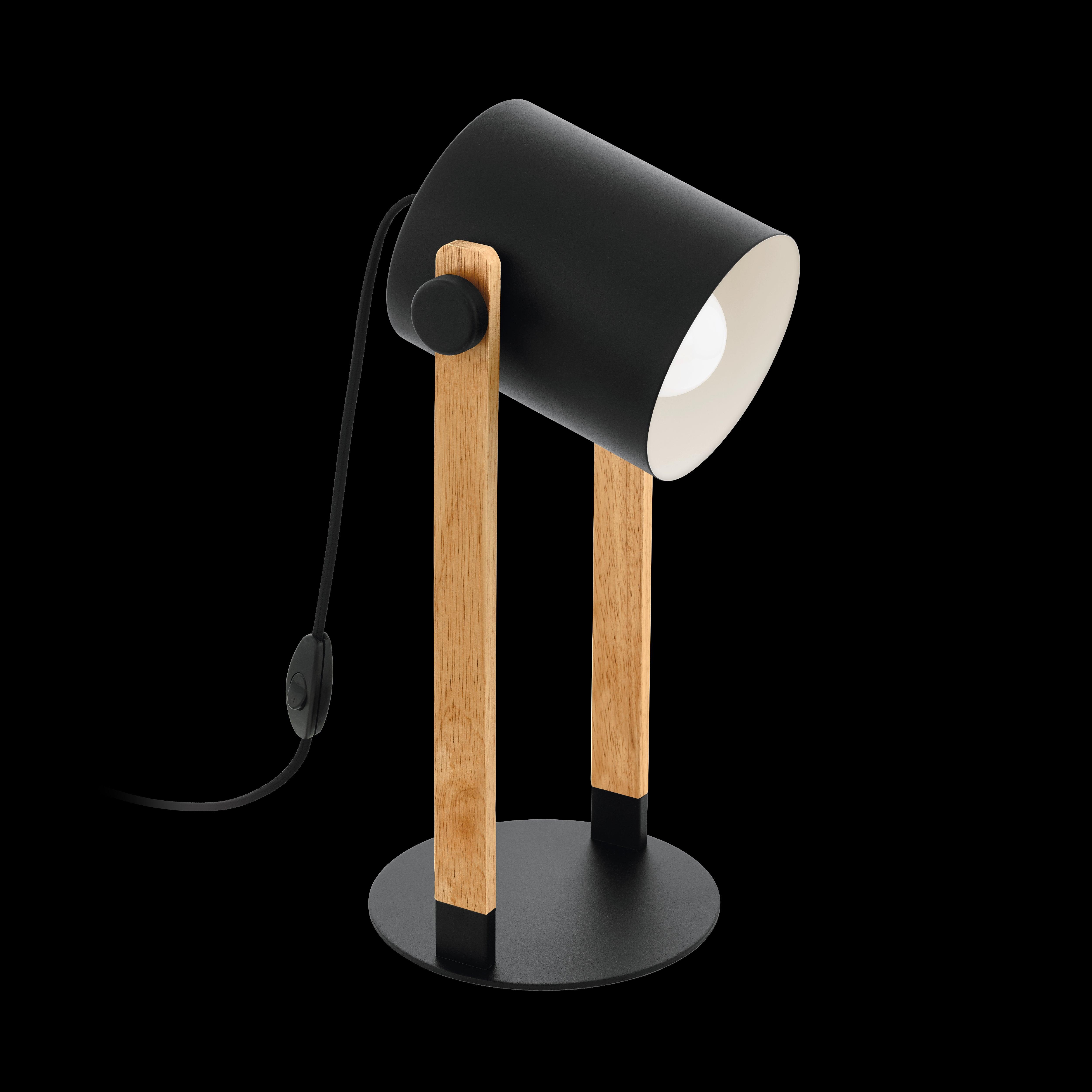 eglo hornwood black metal wood table lamp living room close up