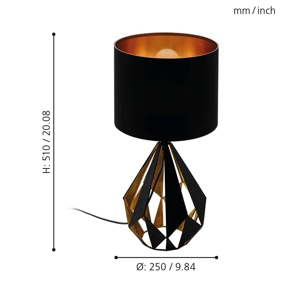 eglo carlton 5 black gold table lamp living room close up