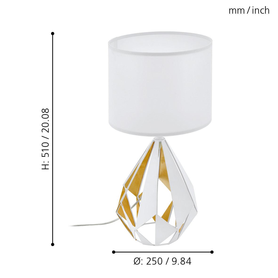 eglo carlton 5 white gold table lamp living room close up