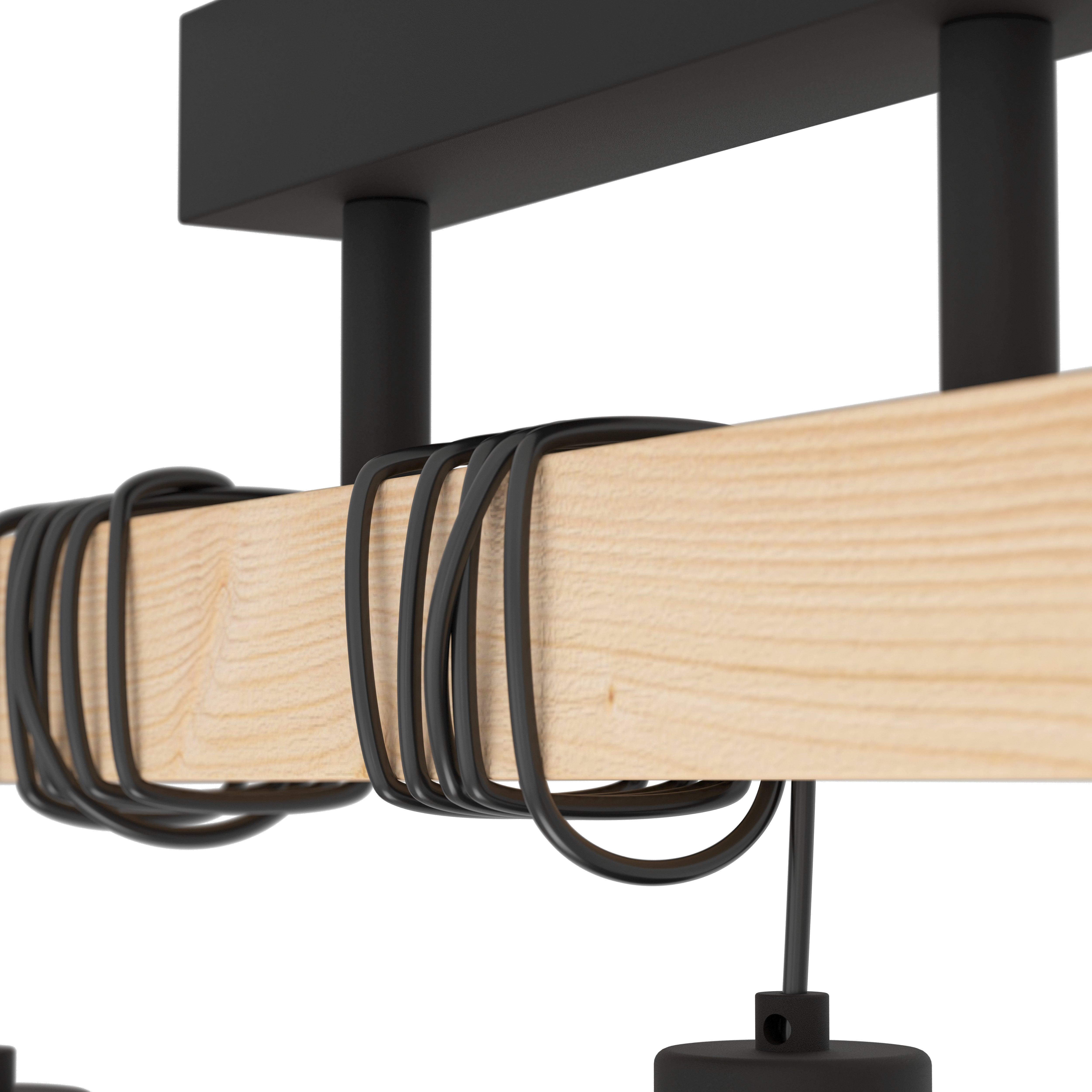 eglo townshend 5 adjustable black wooden bar pendant 3 light living room close up