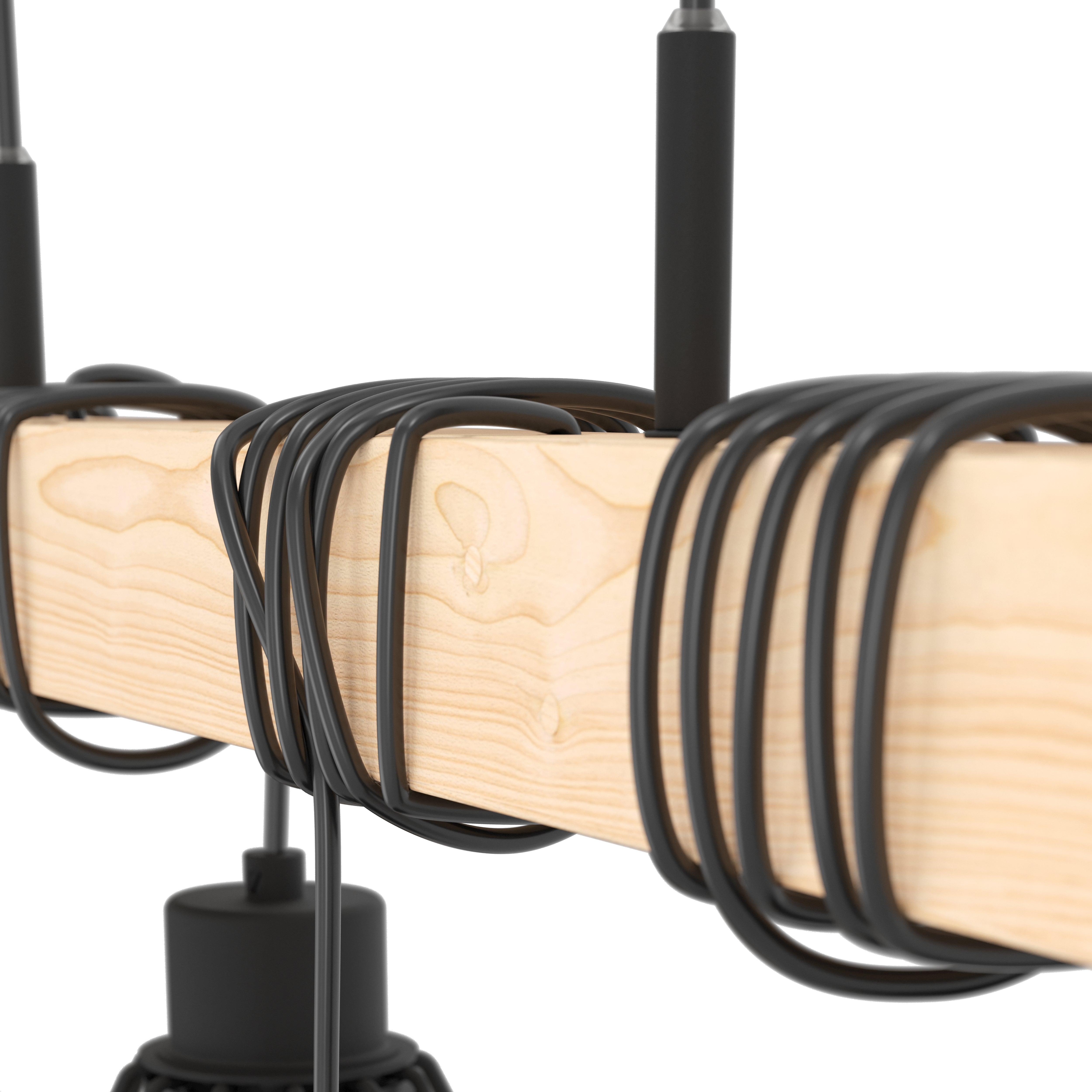 eglo townshend 5 wooden adjustable 4 light bar ceiling pendant living room close up