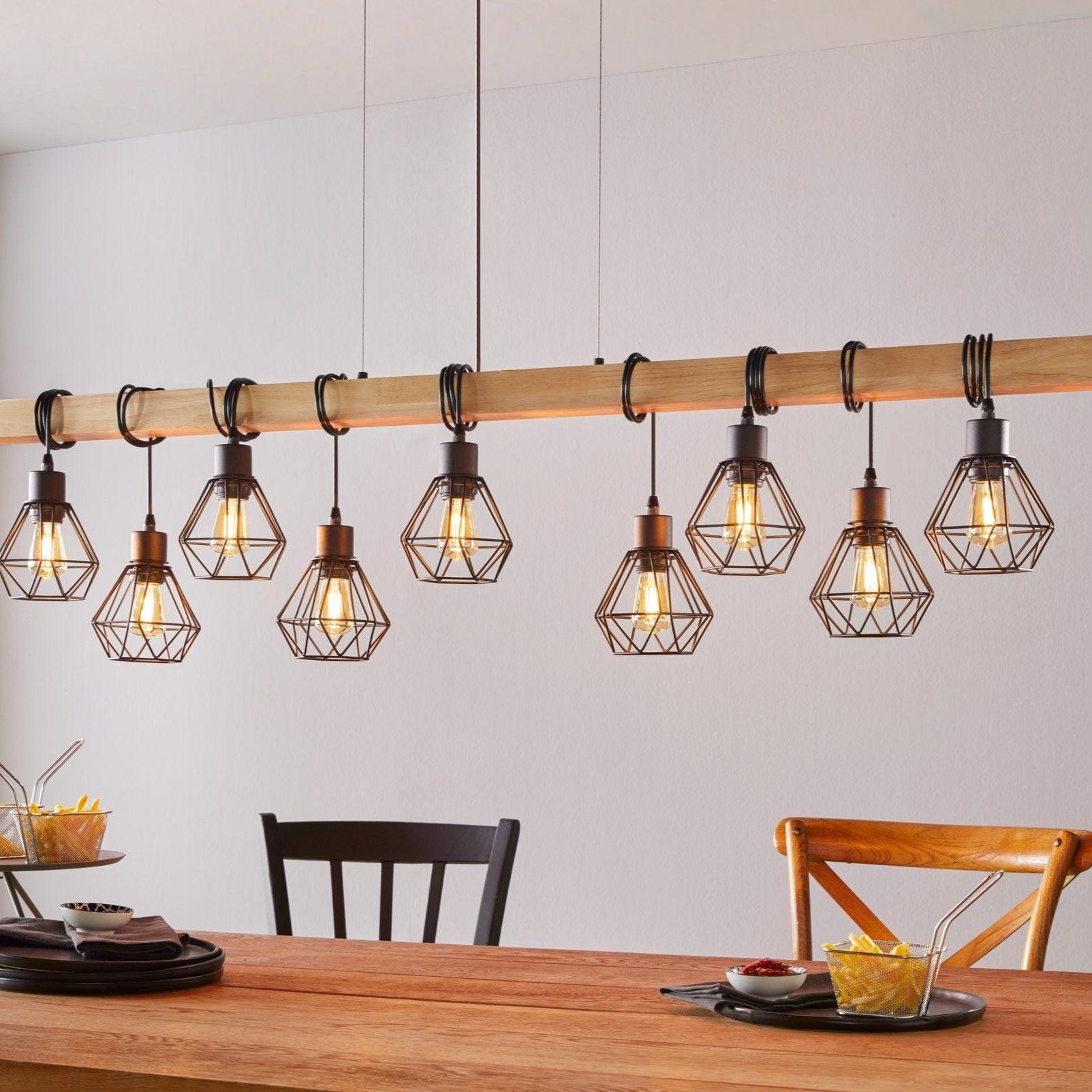 eglo townshend 5 wooden adjustable 9 light bar ceiling pendant