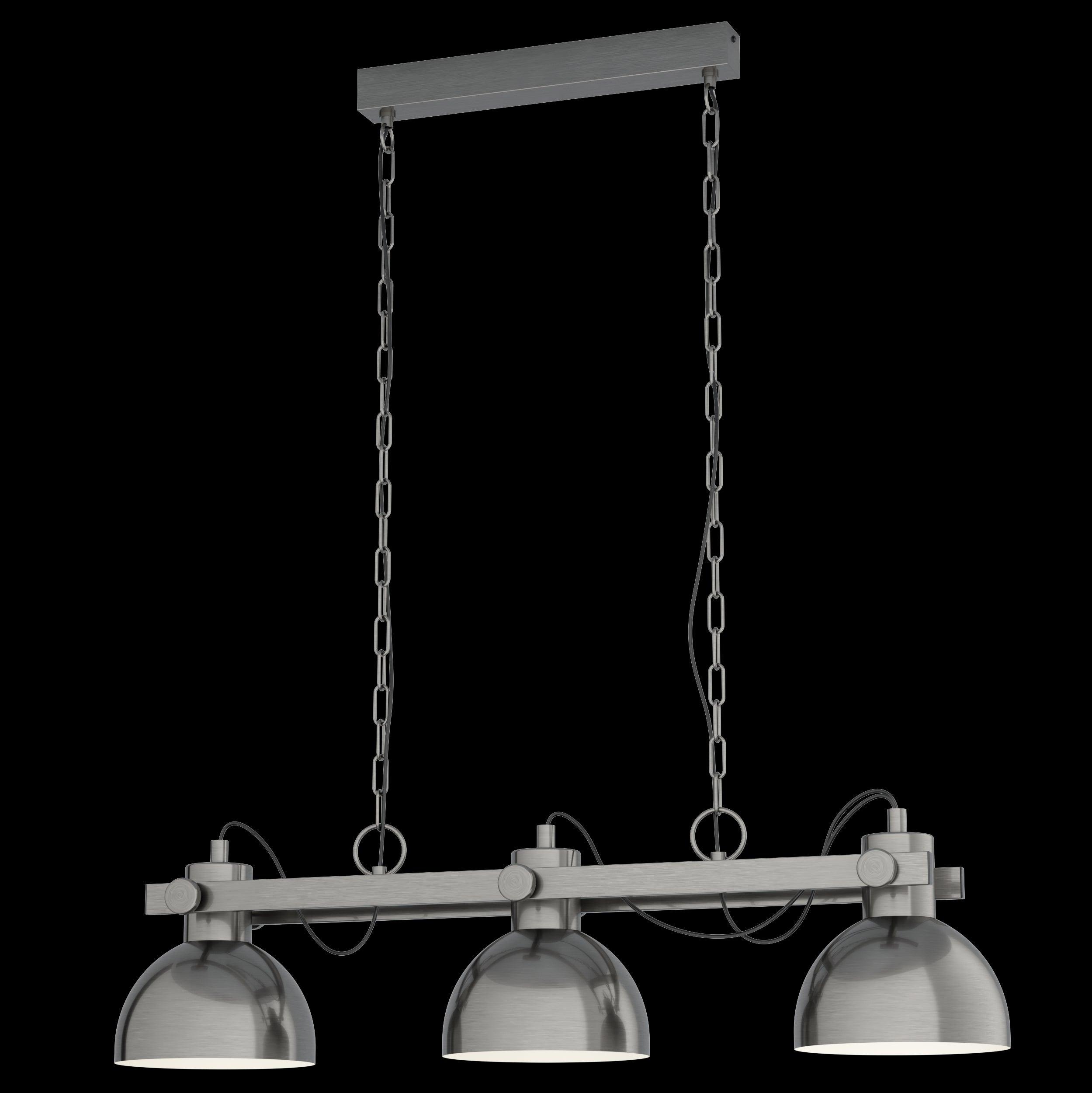 eglo lubenham 1 nickel 3 light industrial ceiling pendant living room image