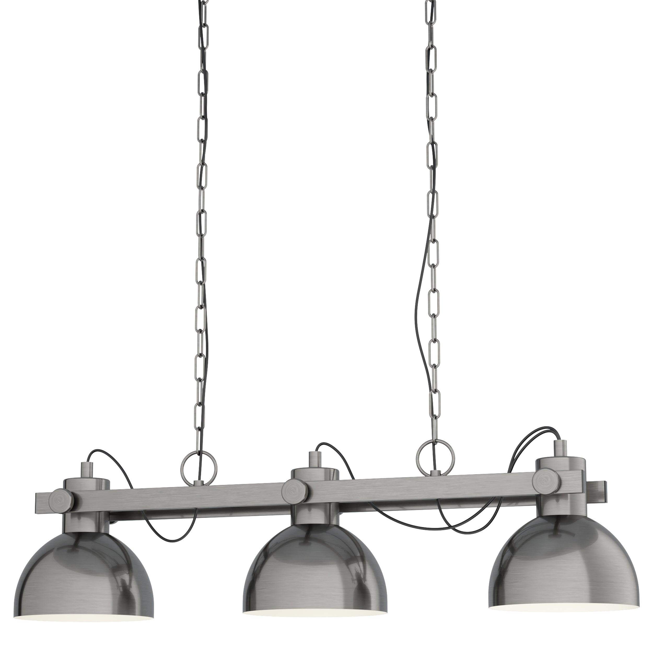 eglo lubenham 1 nickel 3 light industrial ceiling pendant kitchen lighting 