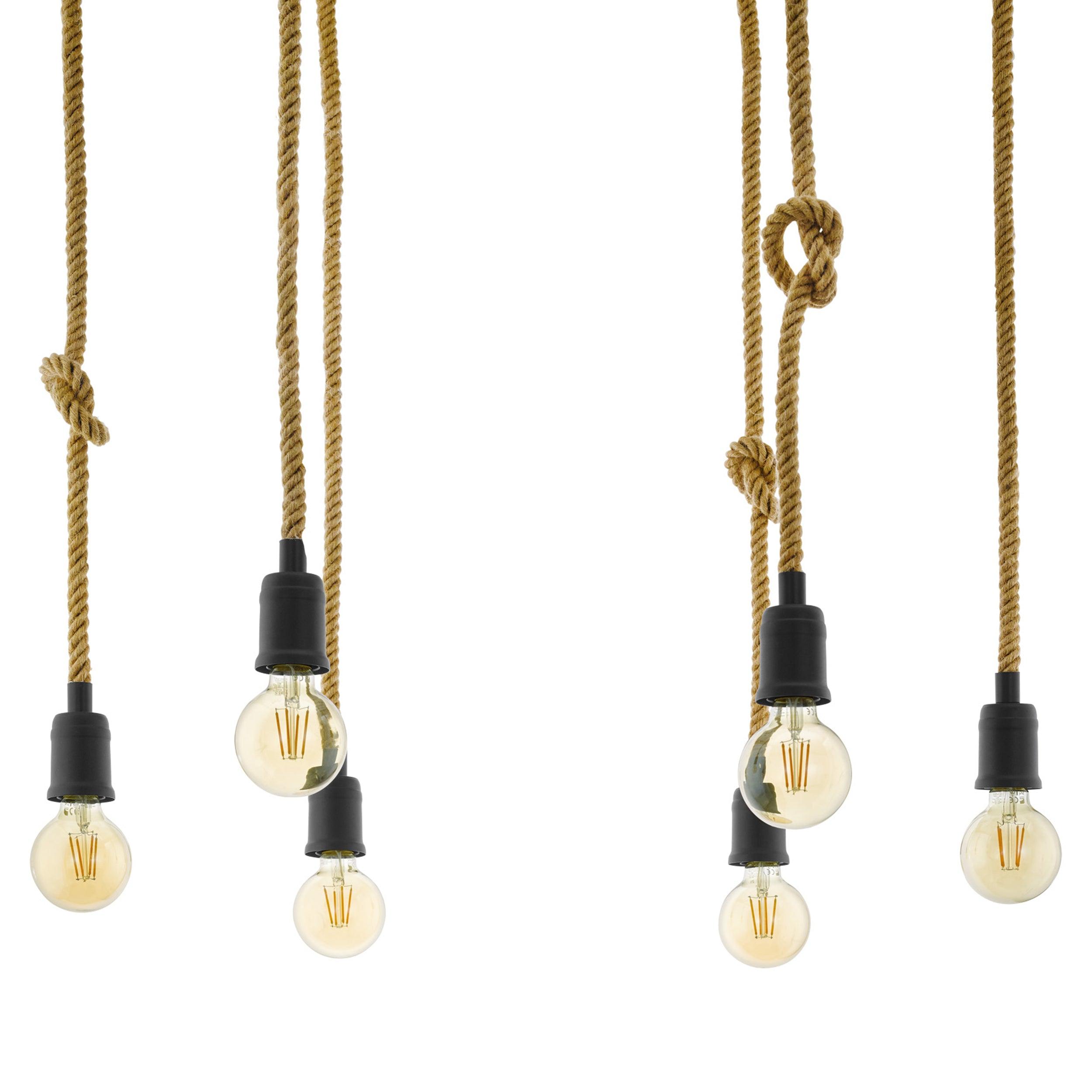 eglo rampside 6 light hemp rope ceiling pendant Kitchen Lighting Close Up