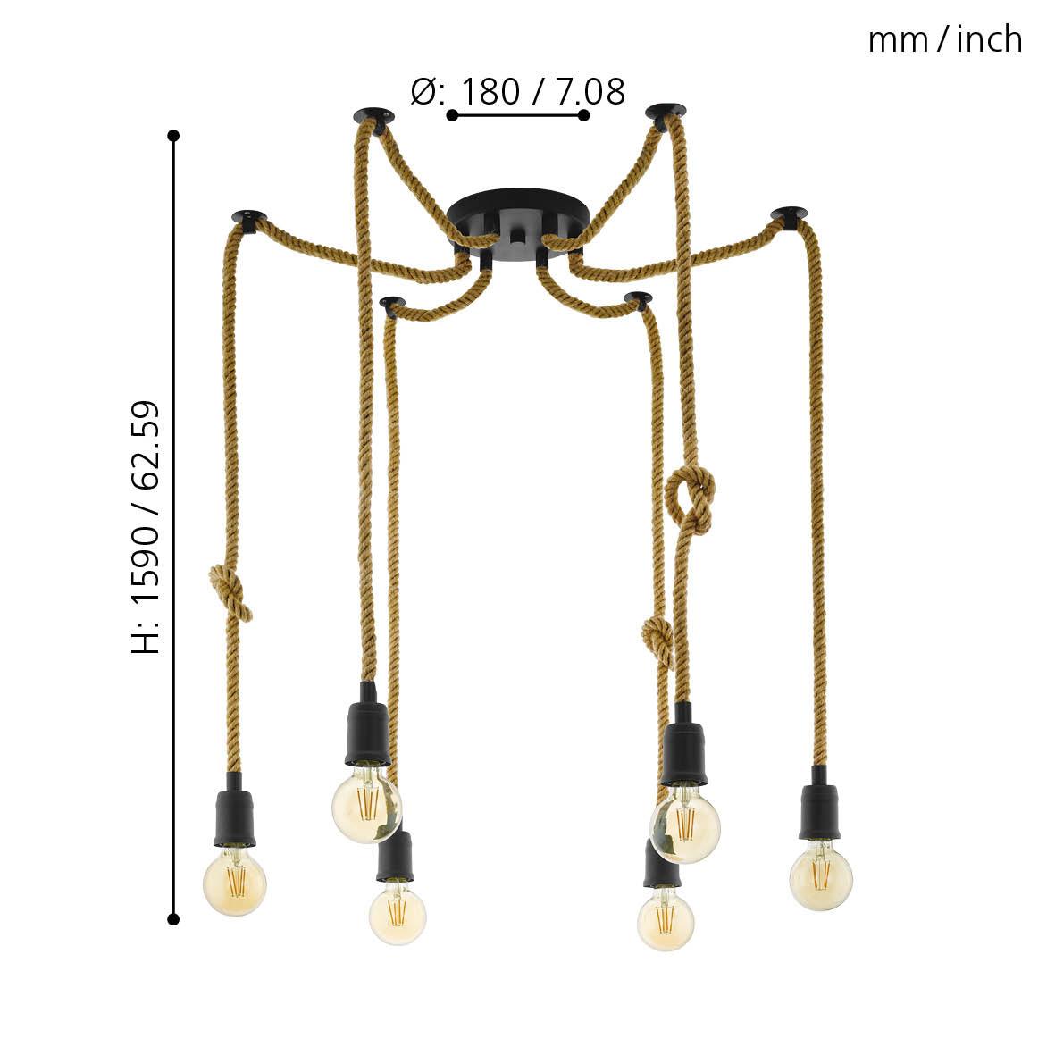 eglo rampside 6 light hemp rope ceiling pendant kitchen lighting 