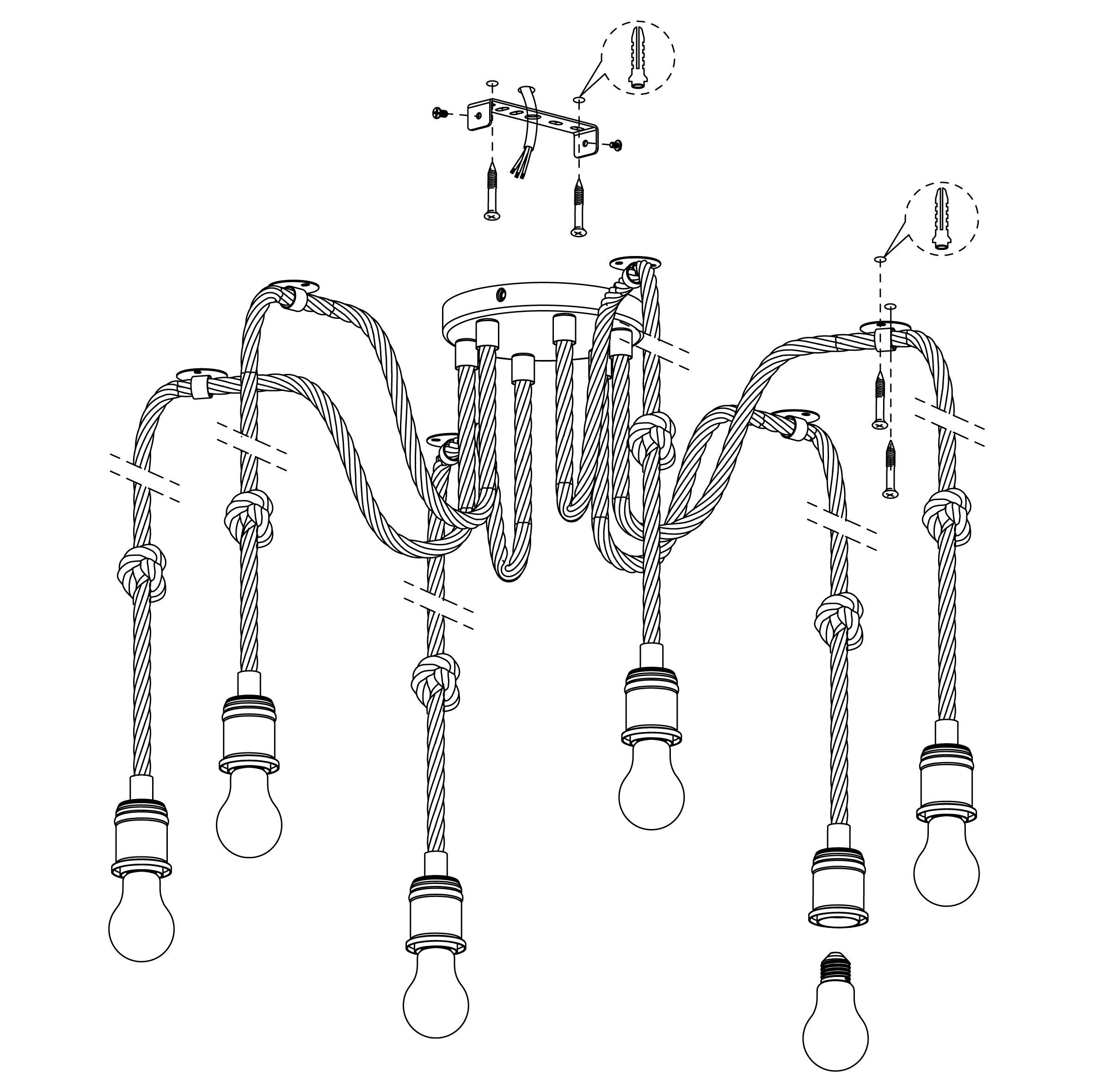 eglo rampside 6 light hemp rope ceiling pendant hallway lighting 
