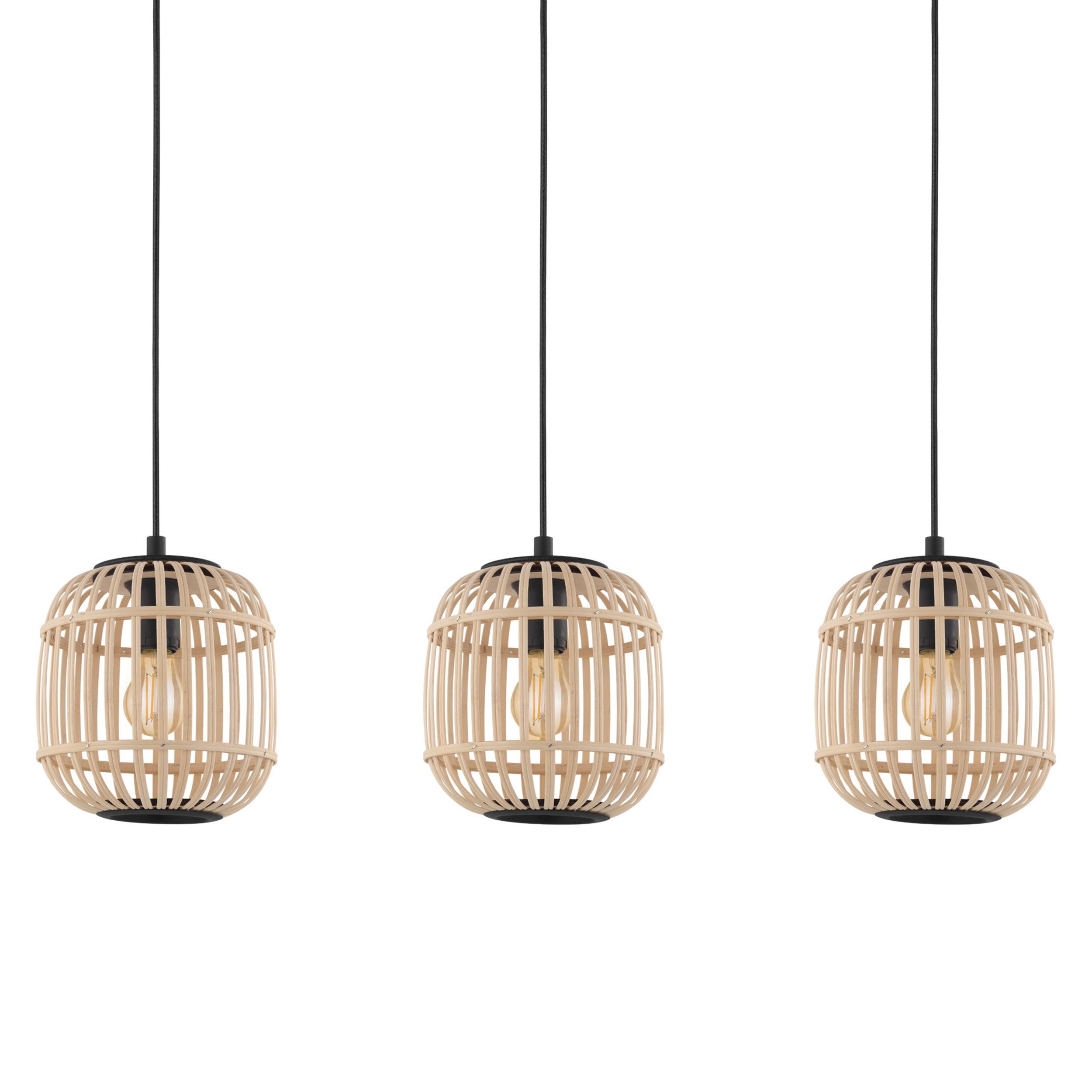 eglo bordesley 3 light bamboo shaded bar ceiling pendant hallway lighting 