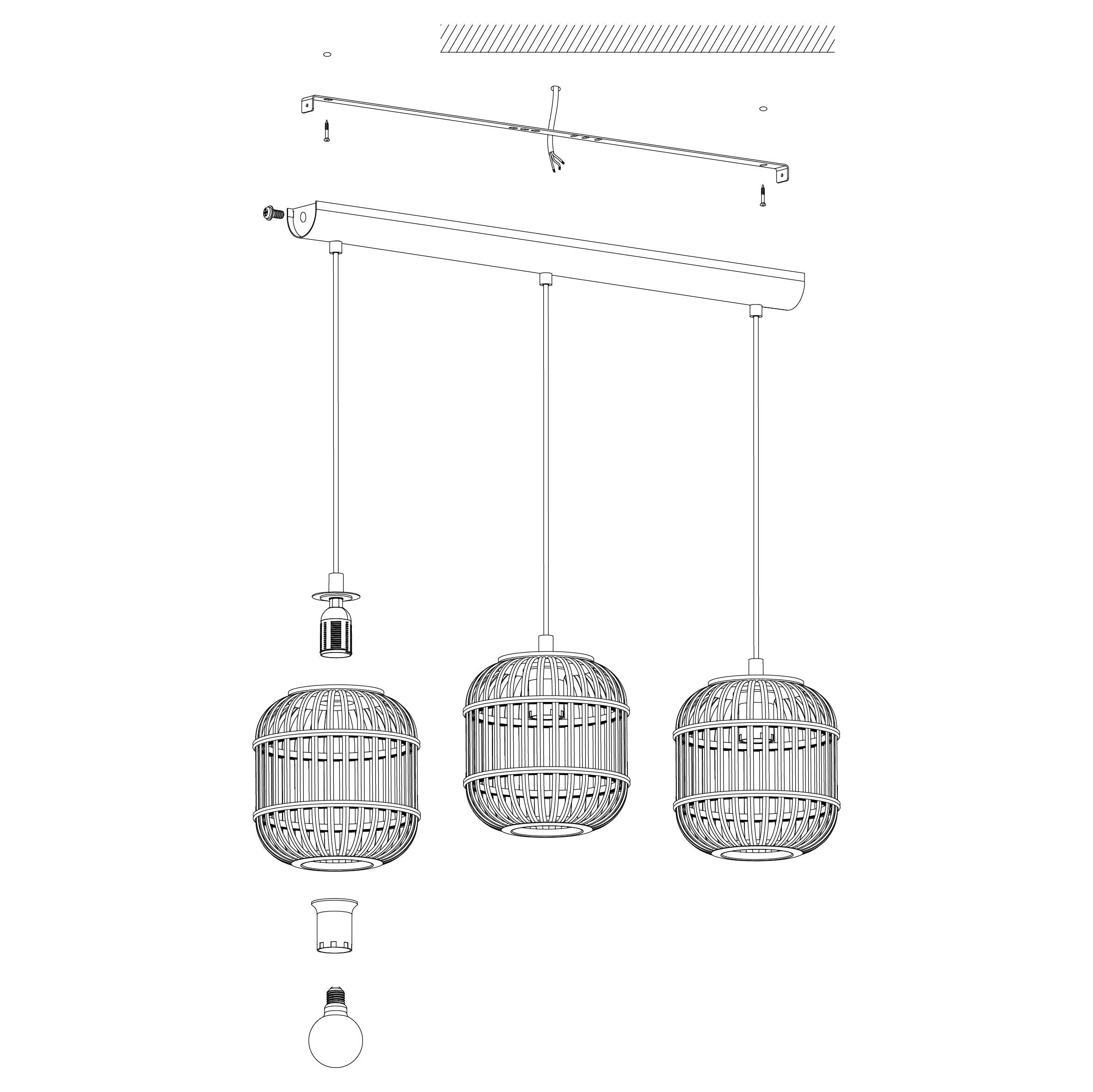 eglo bordesley 3 light bamboo shaded bar ceiling pendant Kitchen Lighting Close Up