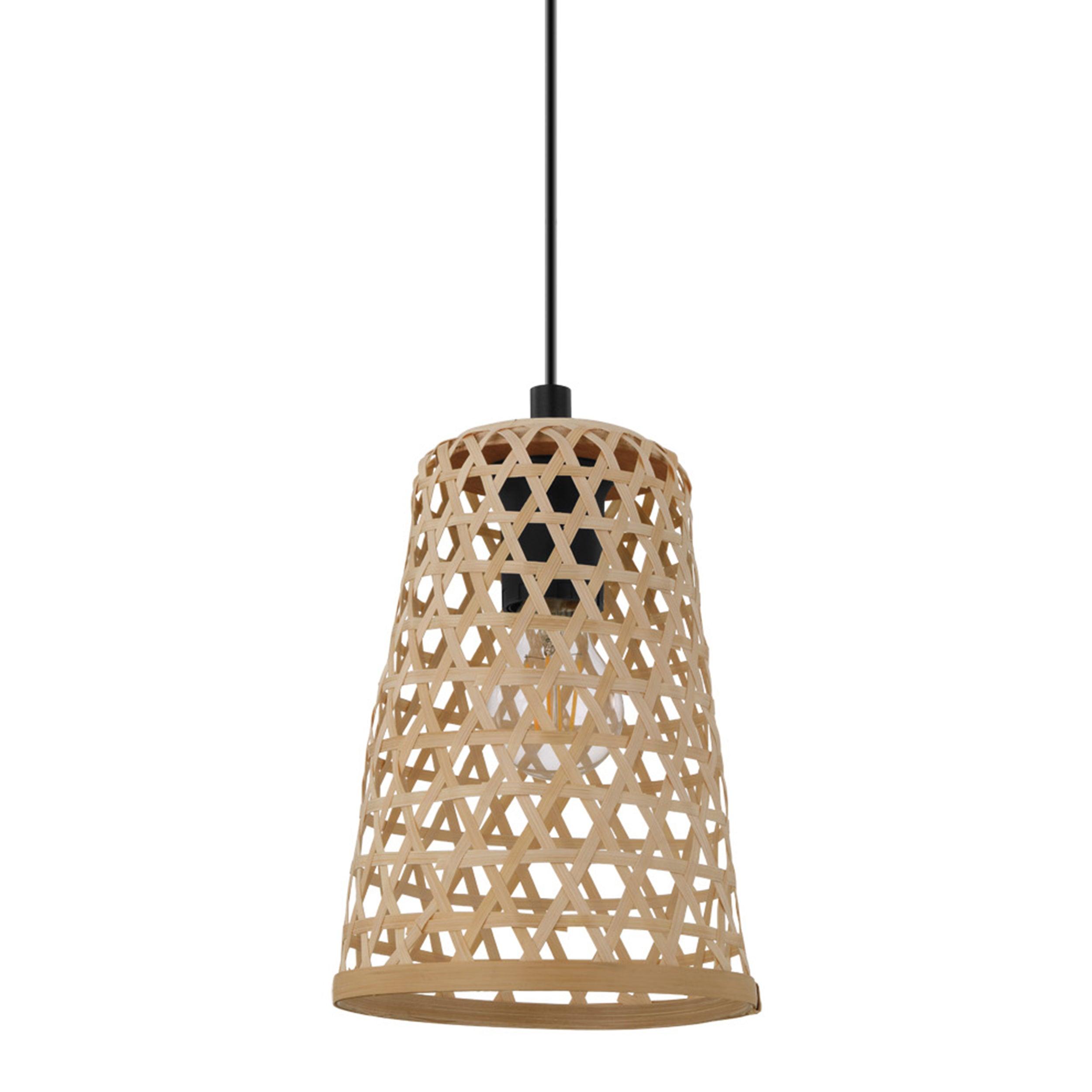eglo claverdon funnel shaped rattan wicker ceiling pendant Kitchen Lighting Close Up