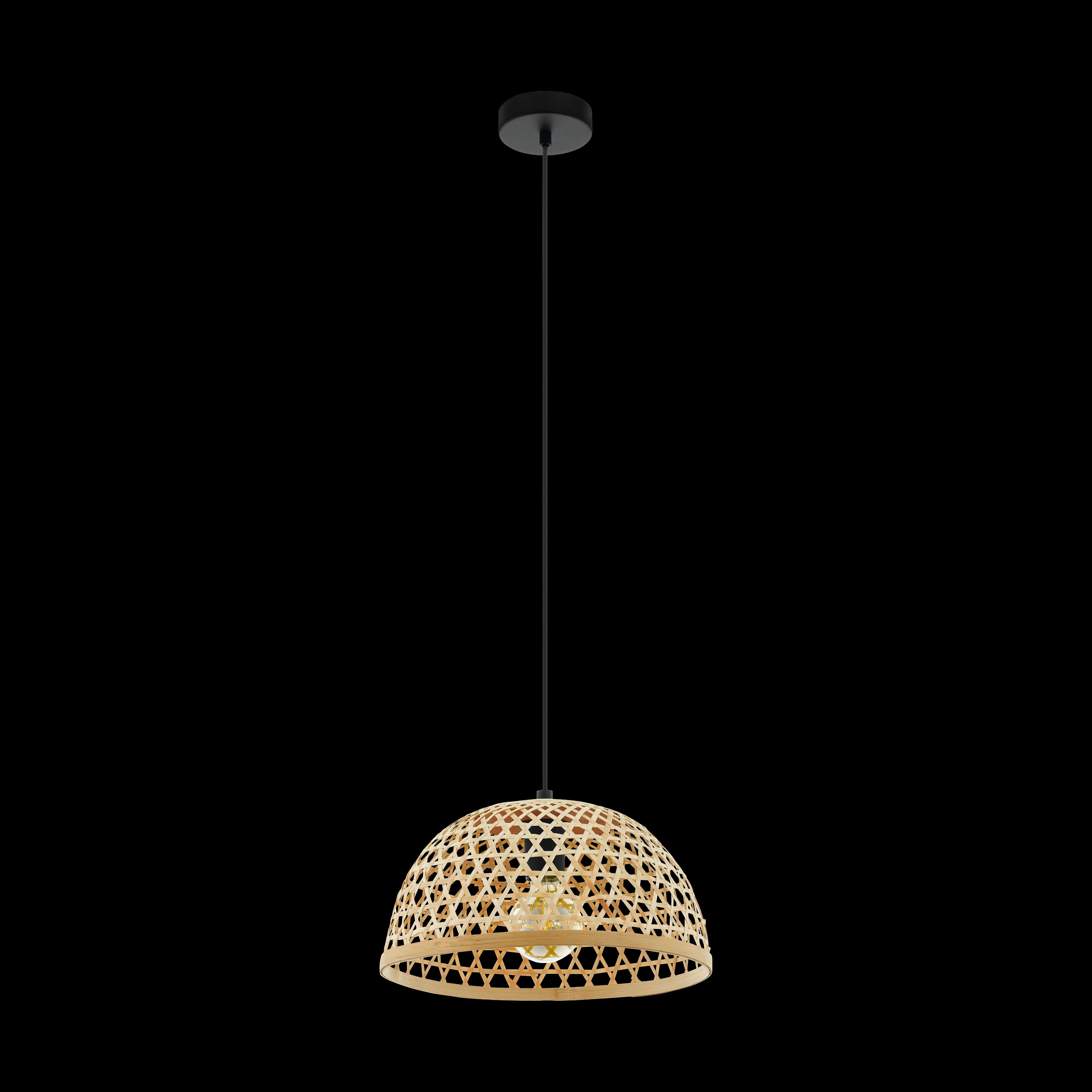 eglo claverdon round rattan wicker ceiling pendant 37cm living room close up