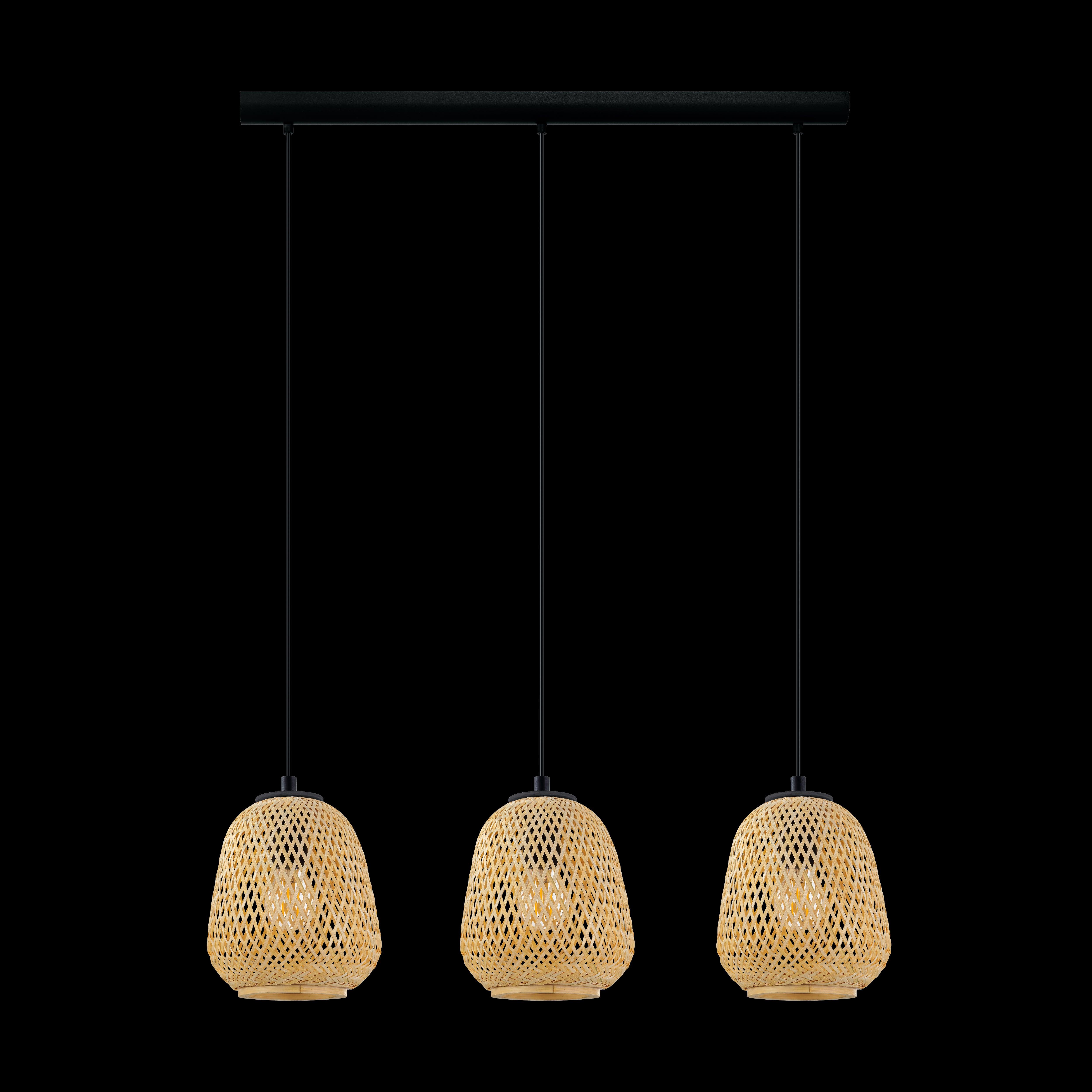 eglo dembleby 3 light wicker lampshade ceiling pendant living room image