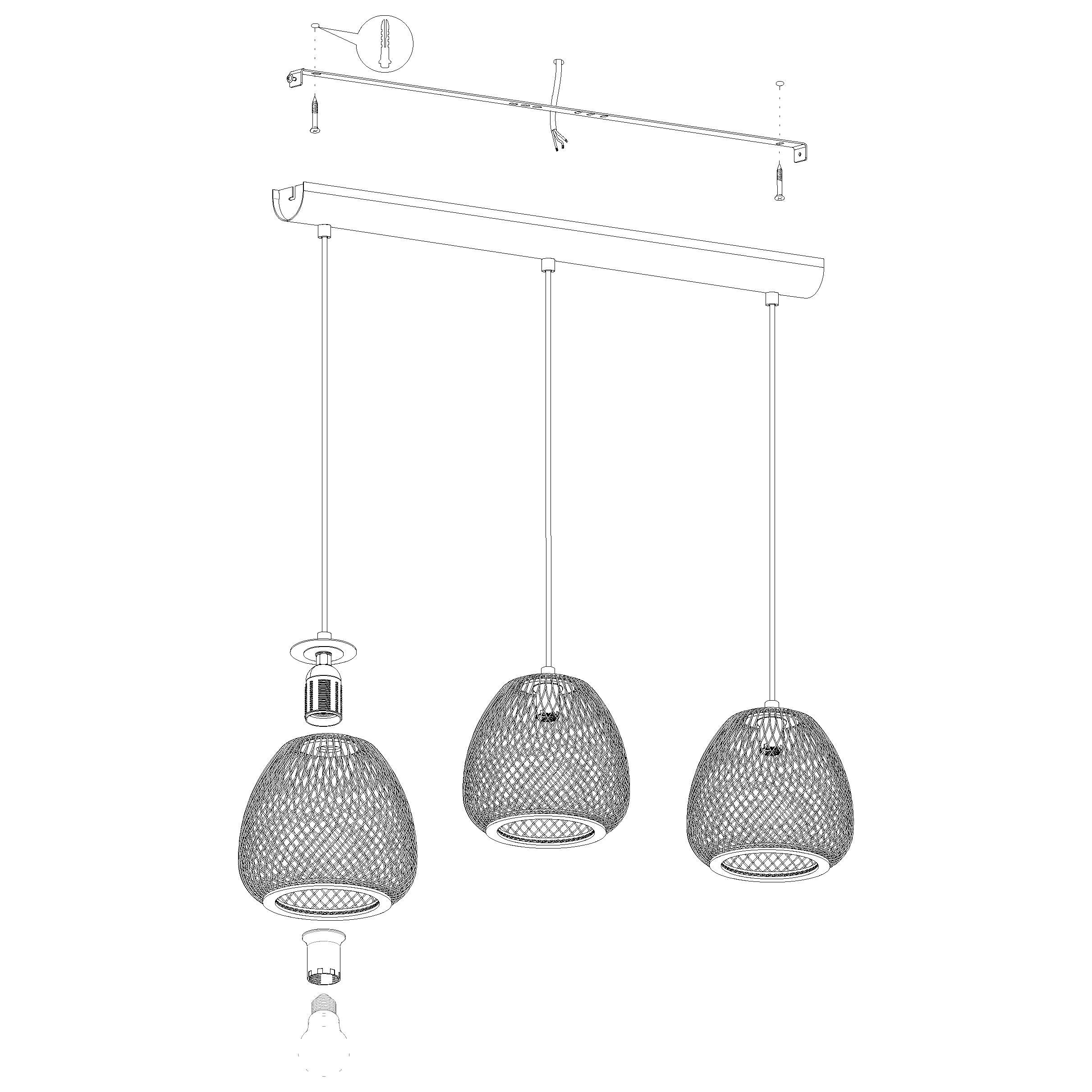 eglo dembleby 3 light wicker lampshade ceiling pendant hallway lighting 