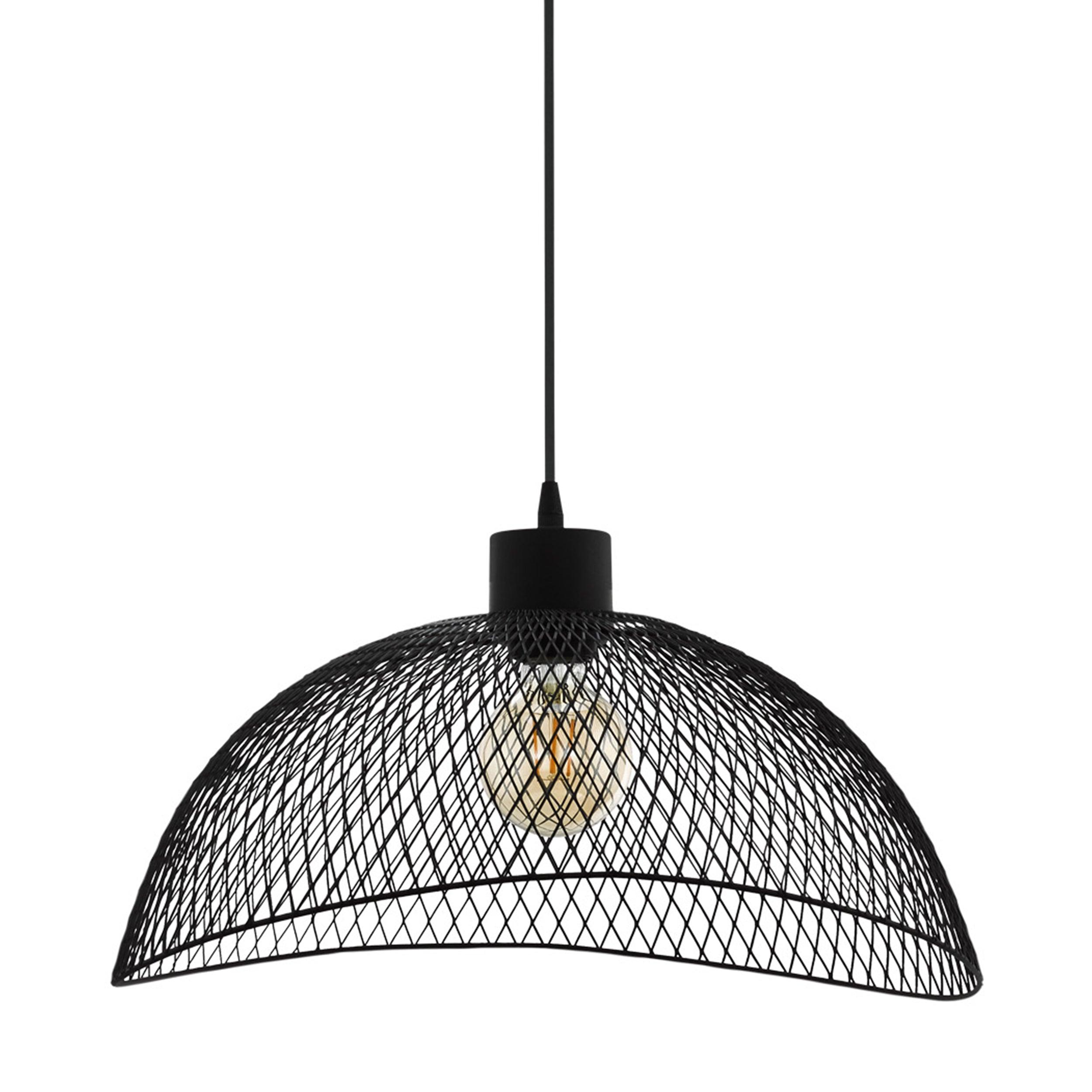 eglo pompeya black metal mesh ceiling pendant living room image