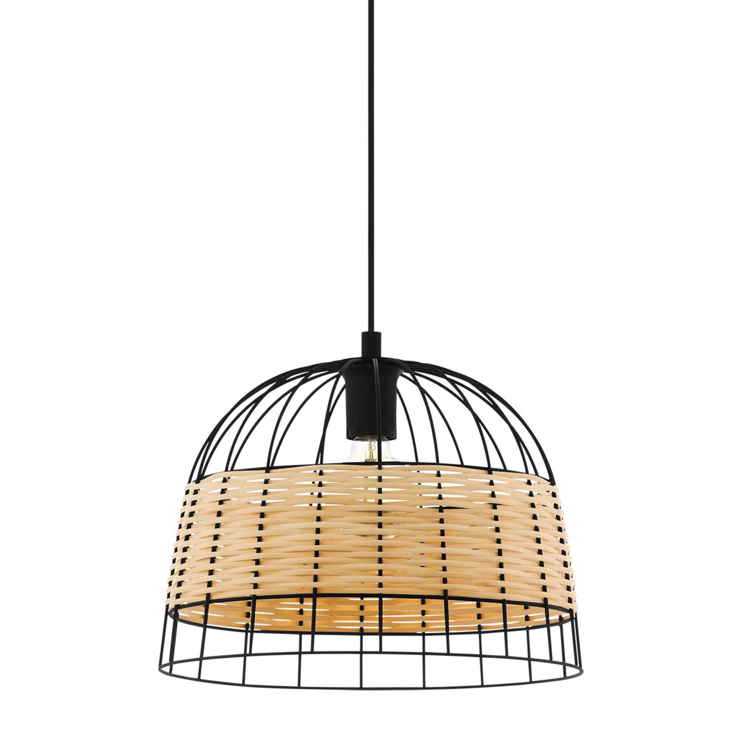 eglo anwick black metal frame woven rattan ceiling pendant hallway lighting 