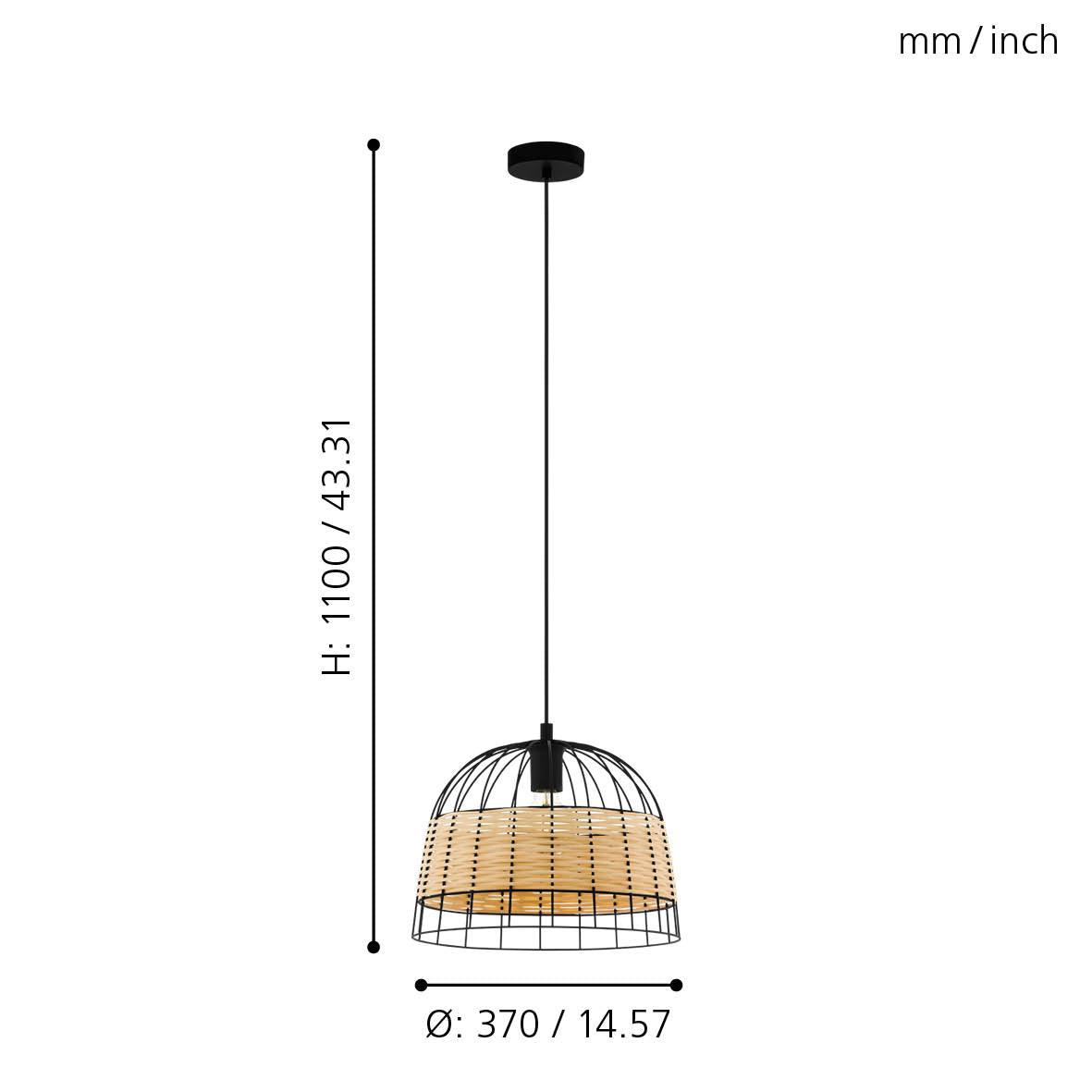 eglo anwick black metal frame woven rattan ceiling pendant kitchen lighting 