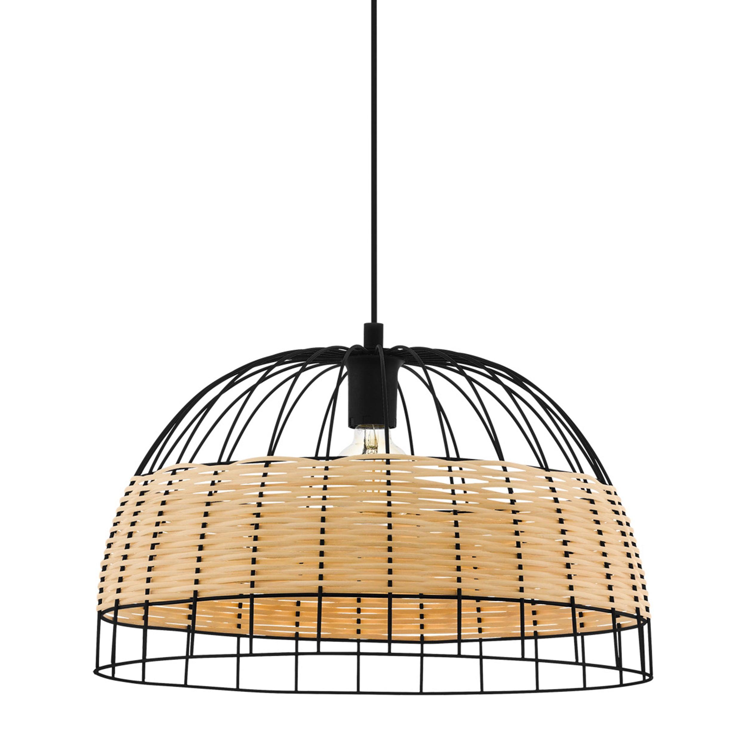 eglo anwick black metal frame rattan ceiling pendant 50cm hallway lighting 