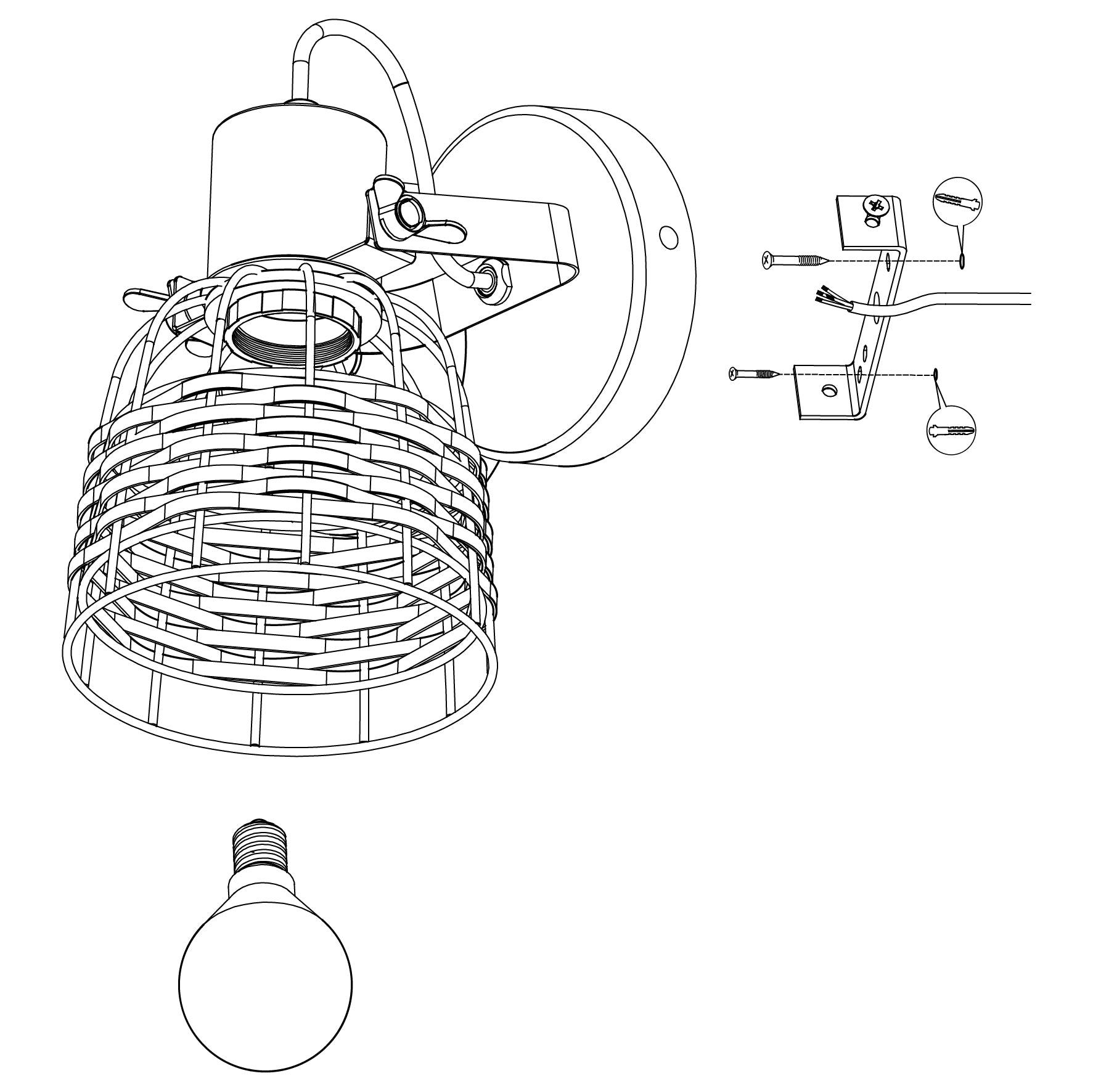 eglo anwick 1 black rattan spotlight kitchen lighting 