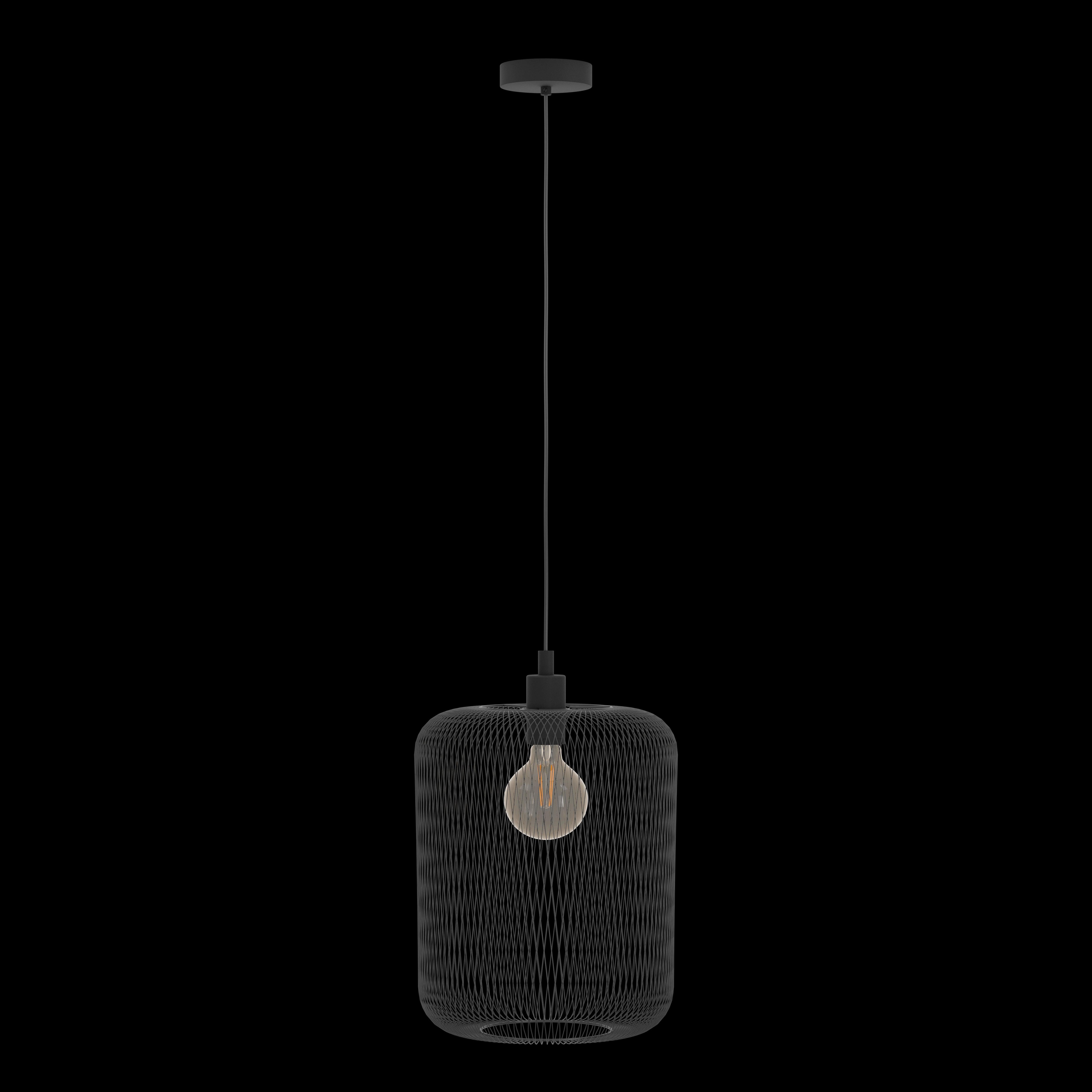 eglo wrington black metal mesh ceiling pendant living room close up