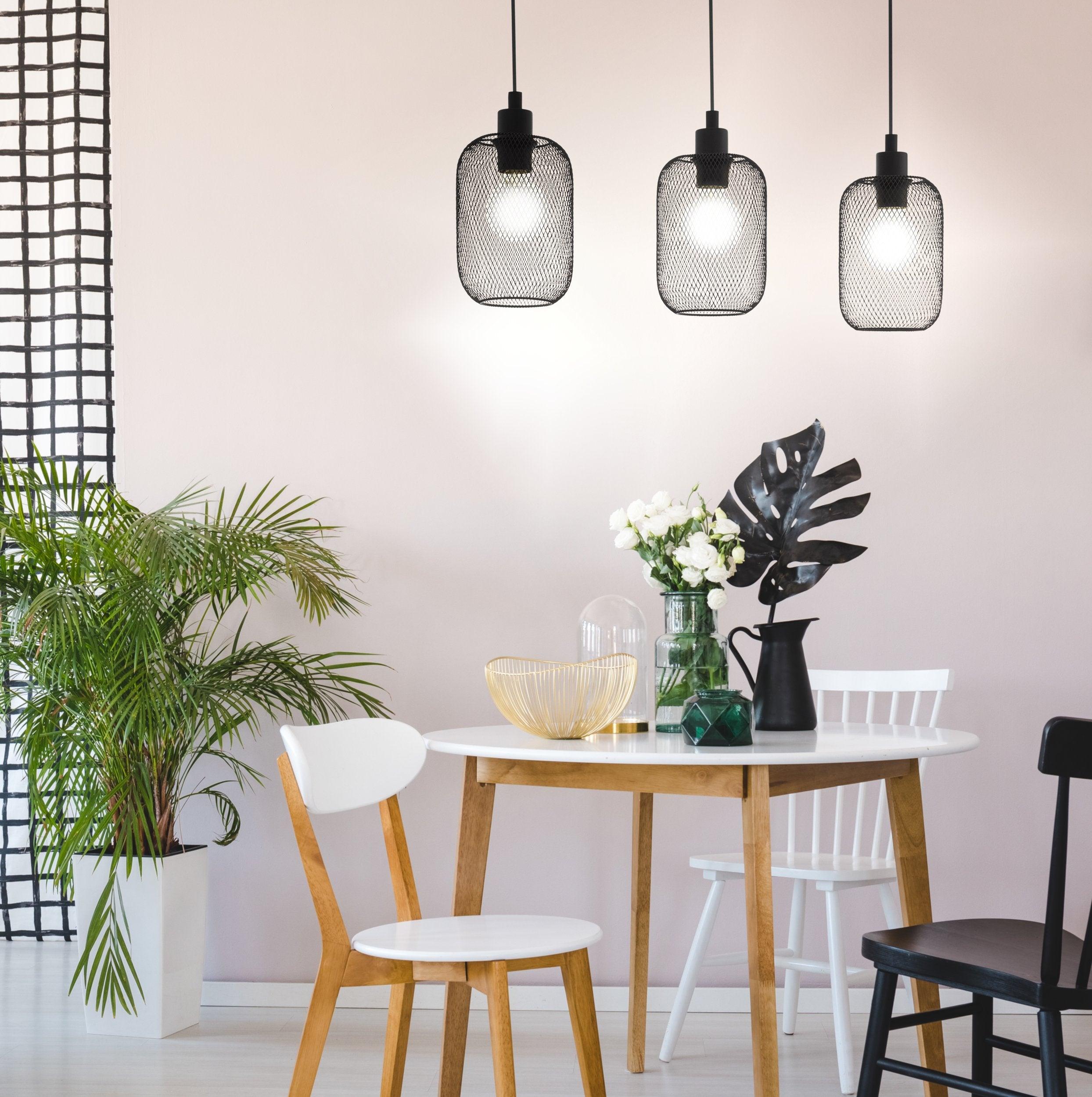 eglo wrington 3 light black metal mesh ceiling pendant