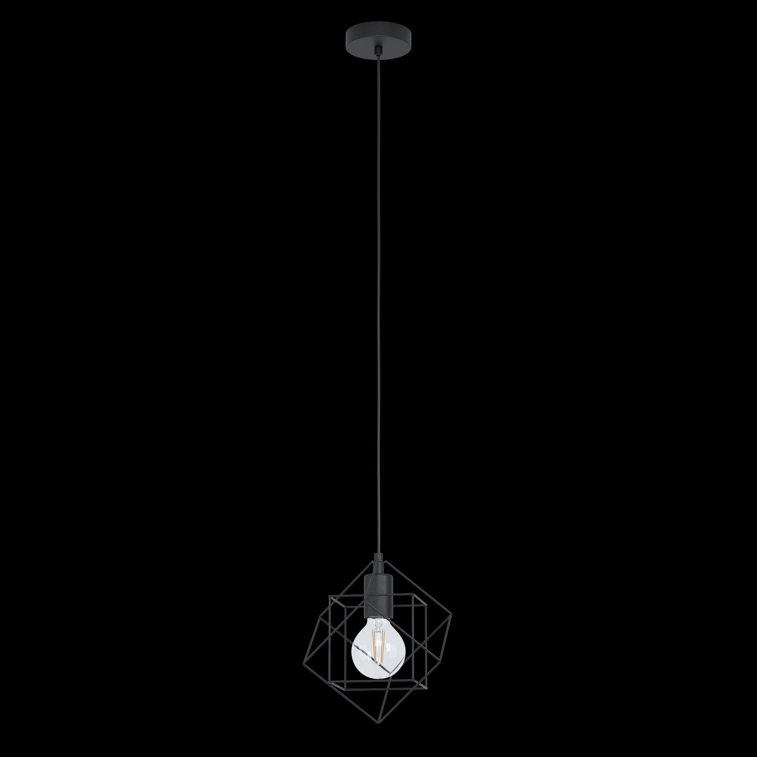eglo straiton two square black wire framed ceiling pendant Kitchen Lighting Close Up
