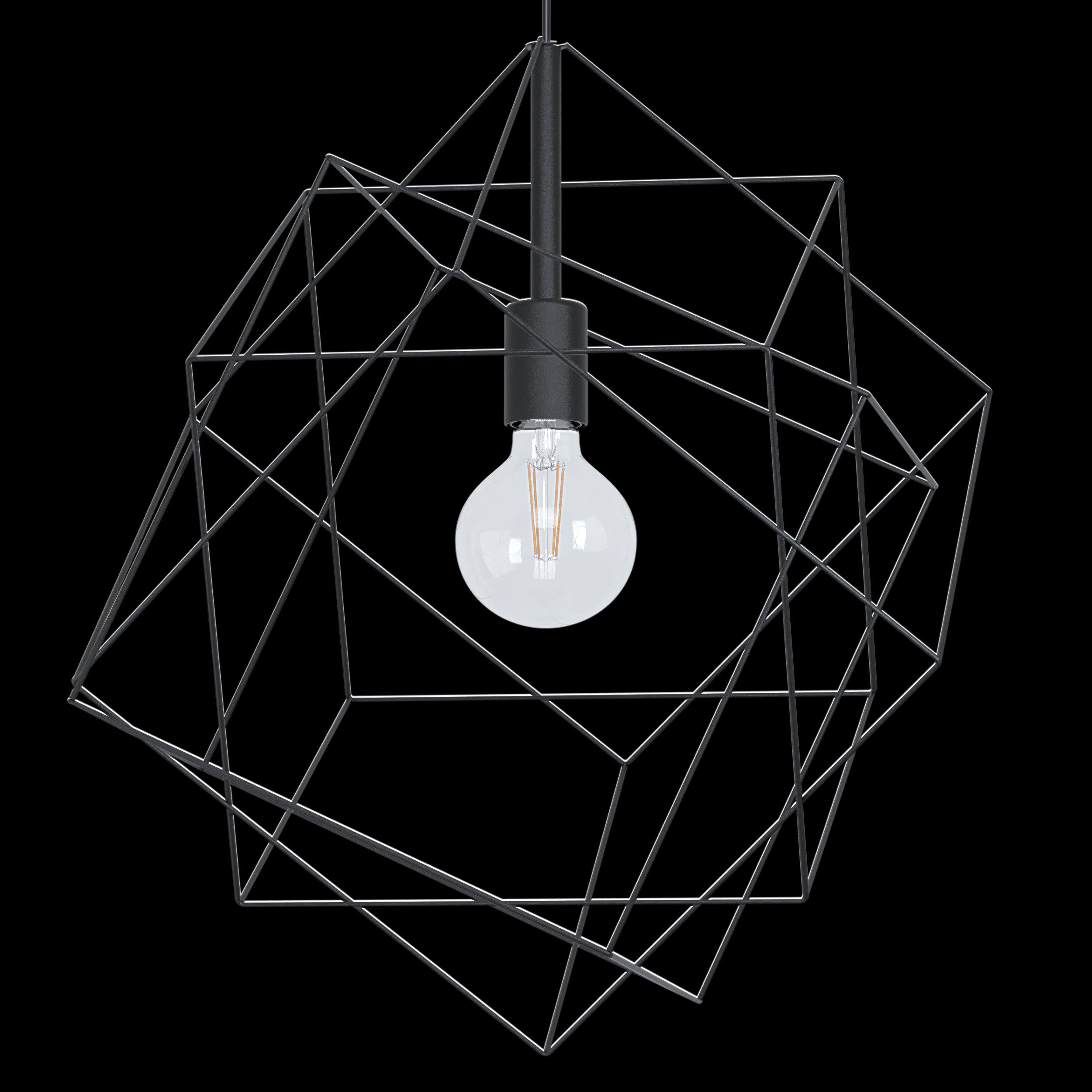 eglo straiton three square black wire framed ceiling pendant Kitchen Lighting Close Up