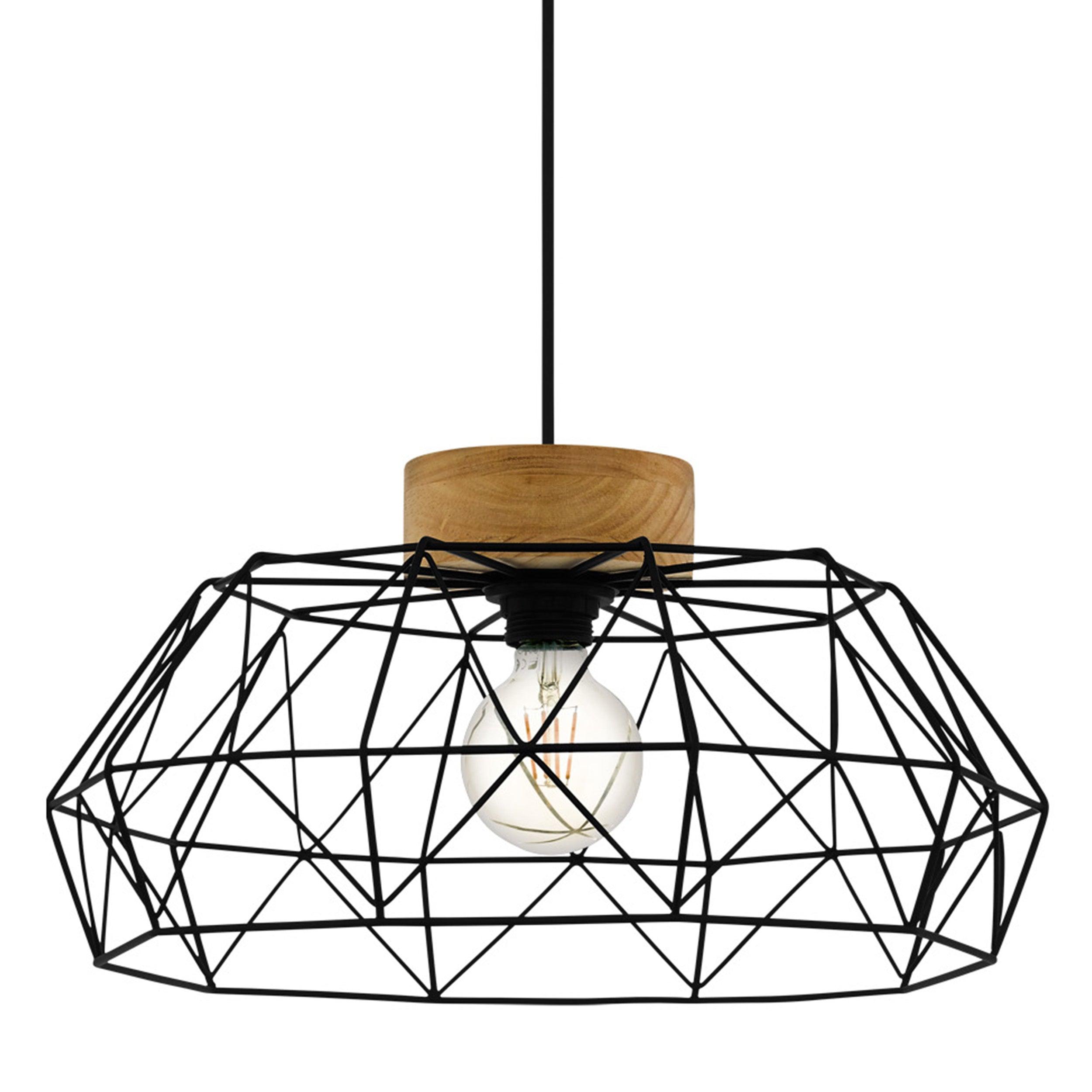 eglo padstow black geometric wire lampshade ceiling pendant kitchen lighting 