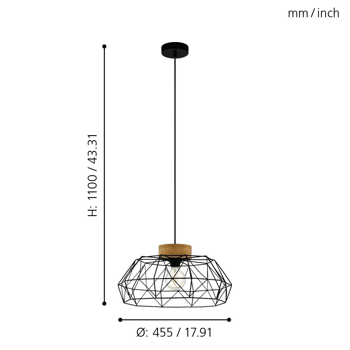 eglo padstow black geometric wire lampshade ceiling pendant living room close up