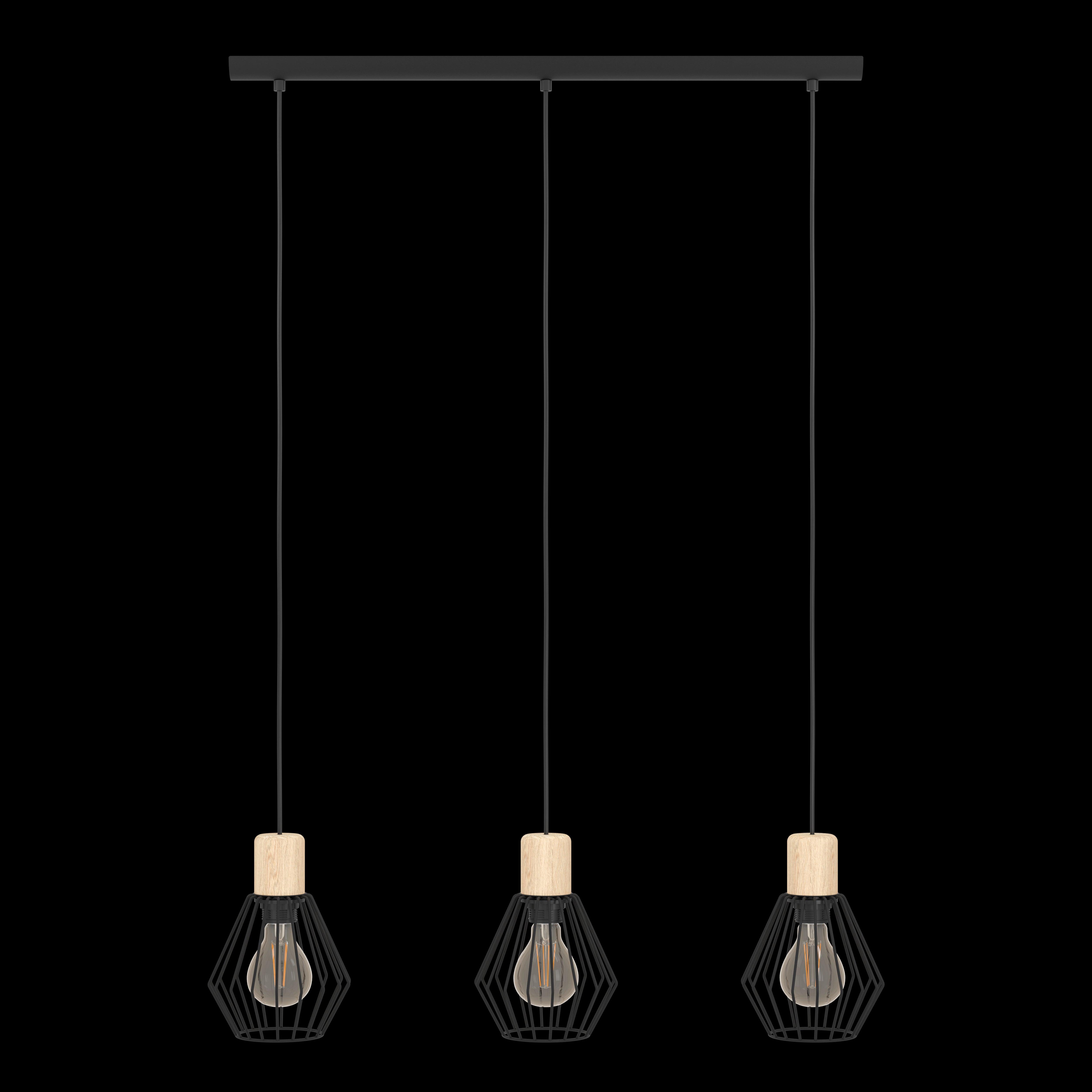 eglo palmorla 3 light ceiling pendant black wire shades living room image